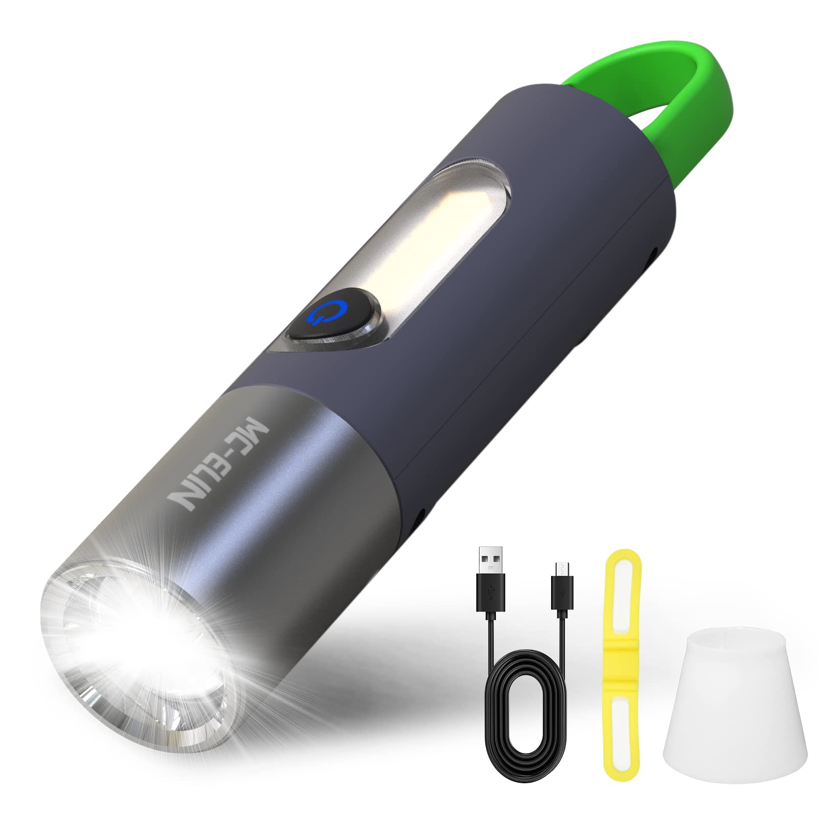 Mc-Elin Rechargeable Flashlight,Usb C High Lumens Zoomable Small Led Flashlight 4 Modes Plastic Lantern Torch With Side Light Carabineer Clip Portable Flash Lights For Camping Emergency Cycling