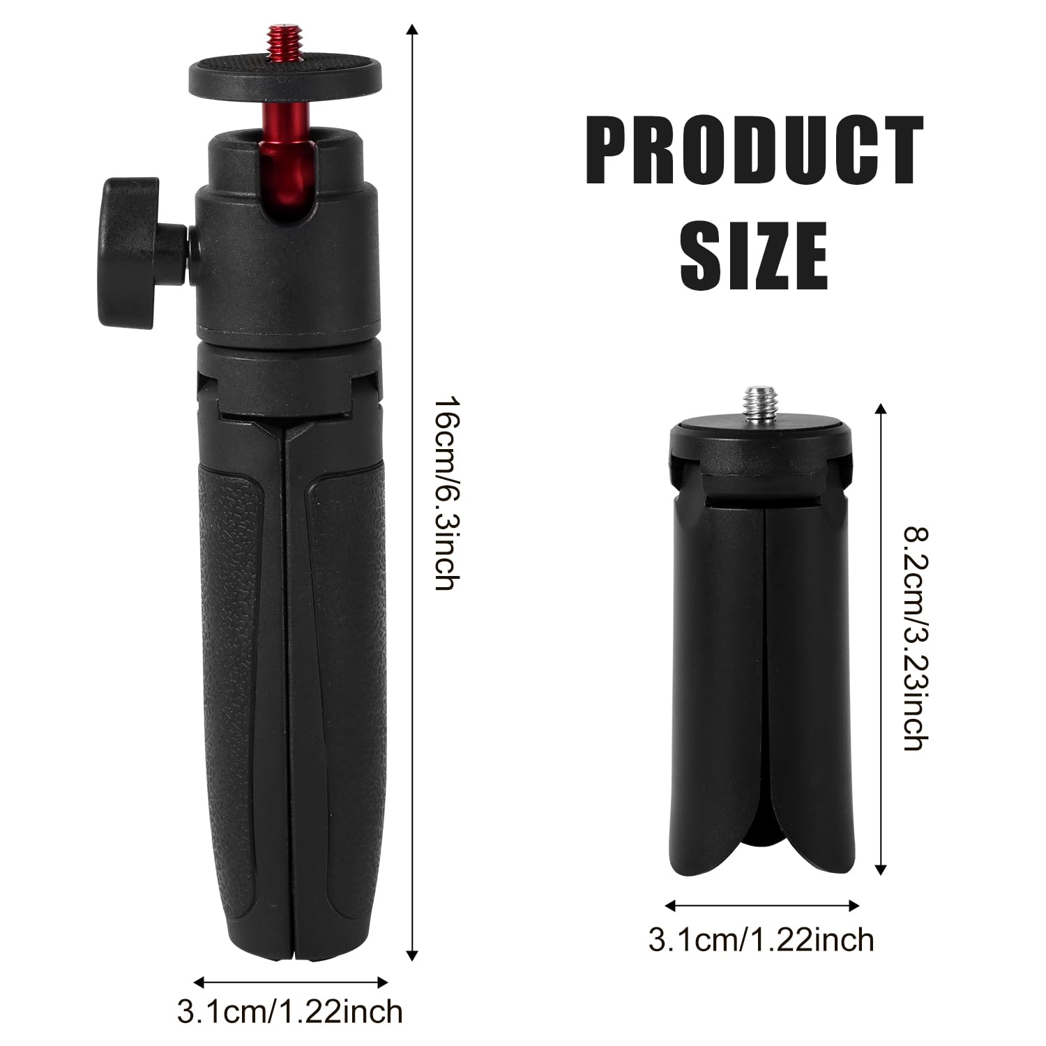 Peutier Dji Osmo Pocket 3 & 2 Selfie Stick Tripod Kit - Black, Portable, Retractable, Tabletop Mount