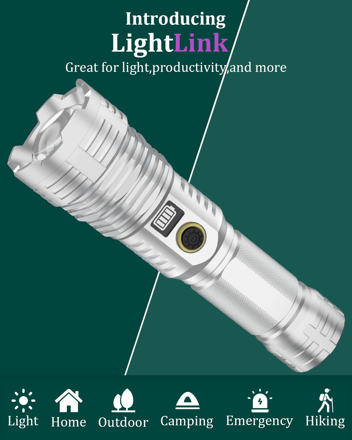 Driverwish Rechargeable 990000 High Lumens Led Flashlights,Lightlink Super Bright Flashlight With 5 Modes & Ip65 Waterproof For Home,Camping