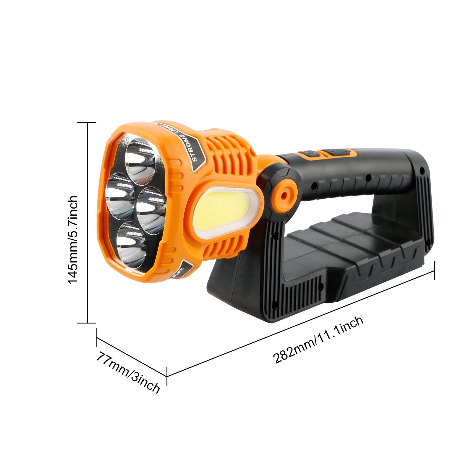 Toch Led Working Light Portable Flashlight For Job Site 4000 Mah Rechargeable Led Work Light With Type-C & Usb Waterproof Security Light With 7 Light Model 90% Rotatable Head（Hado4, Gzd-Had04
