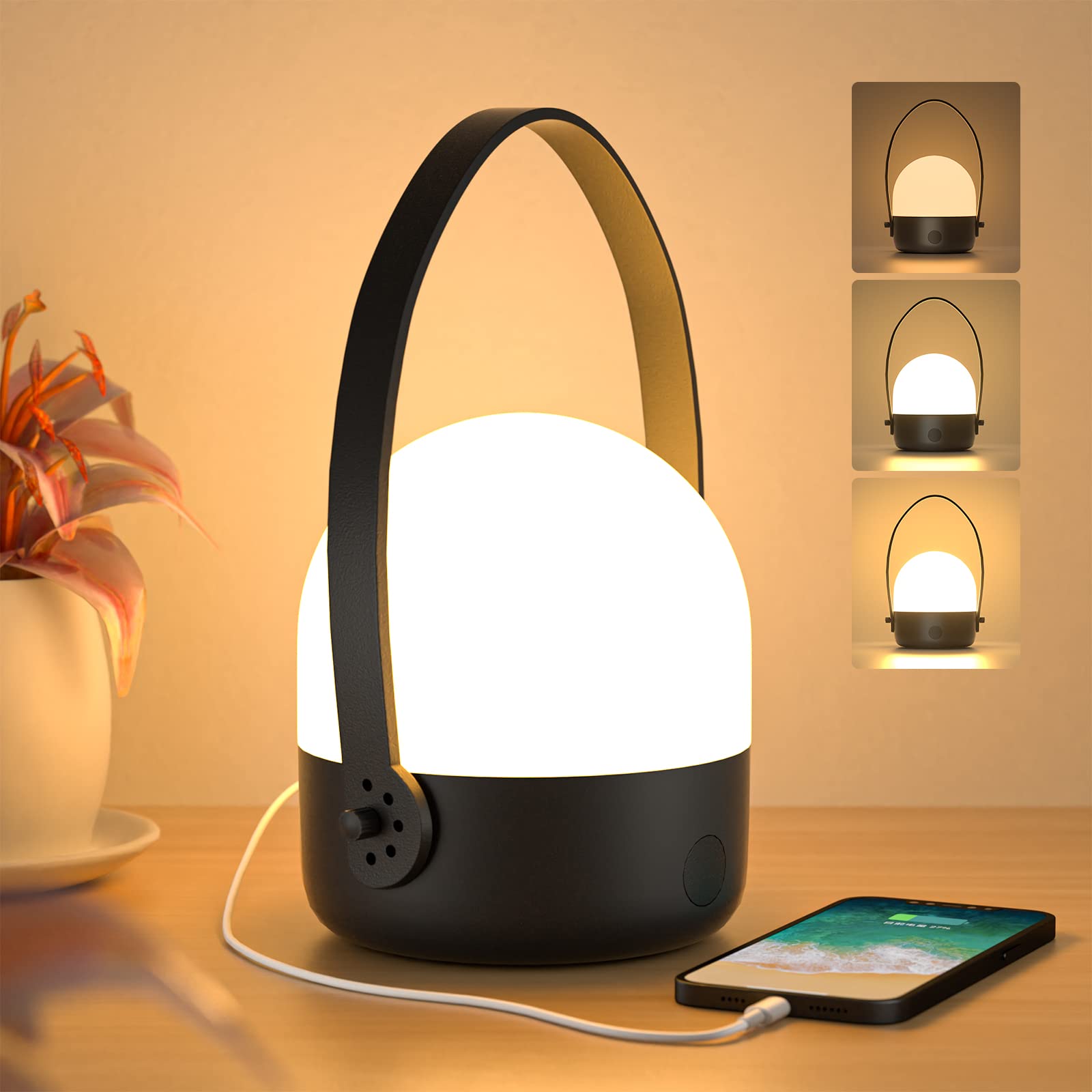 Luxmann 5-In-1 Portable Camping Lantern Rechargeable[3-Way Dimmable & 180° Adjustable Handle]5200 Mah Led Night Light For Power Outages、Emergency、Hurricane, Cordless Table Lamp For Living Room、Bedroom
