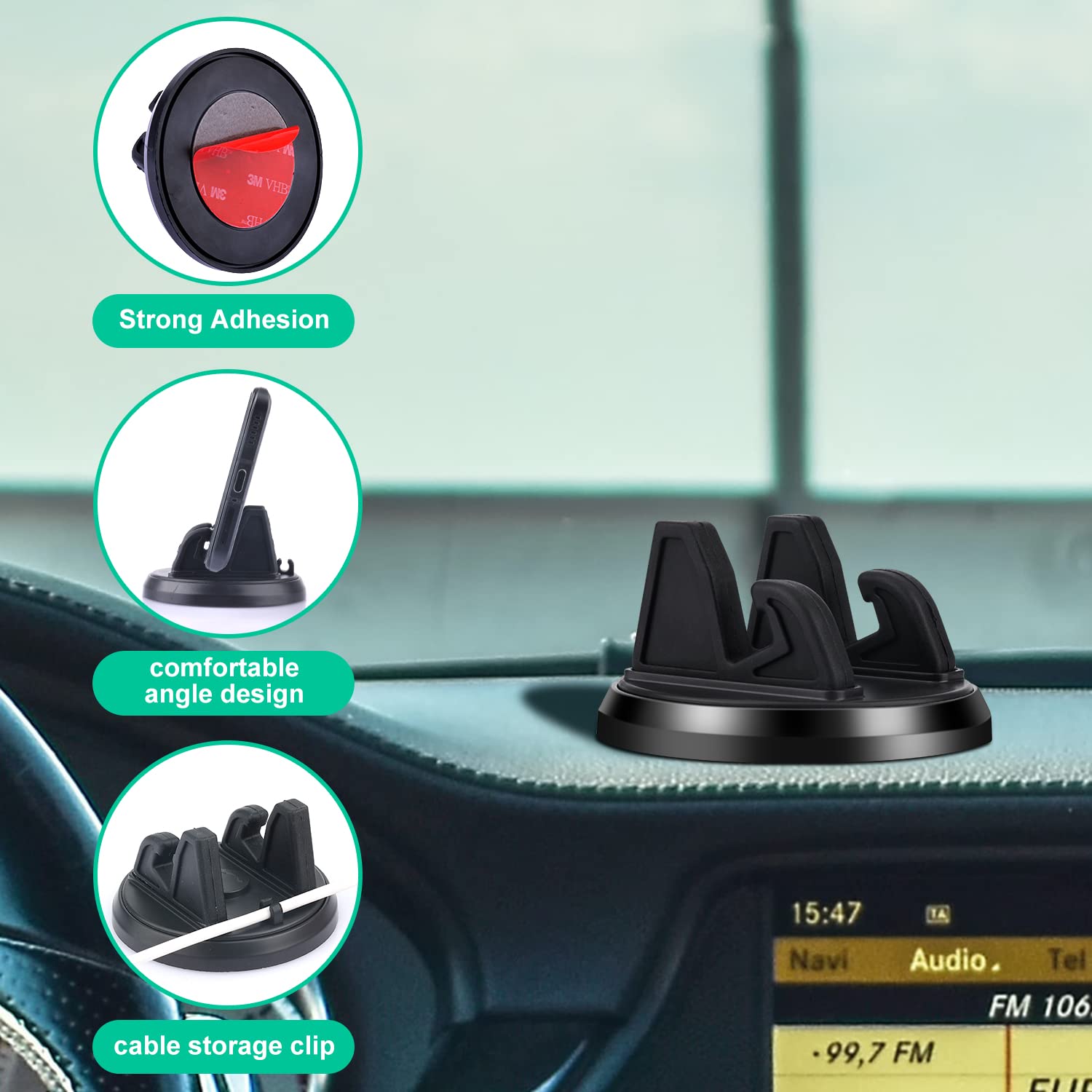 Kinbom 360 Rotatable Cellphone Car Mount Holder, Black, For Iphone