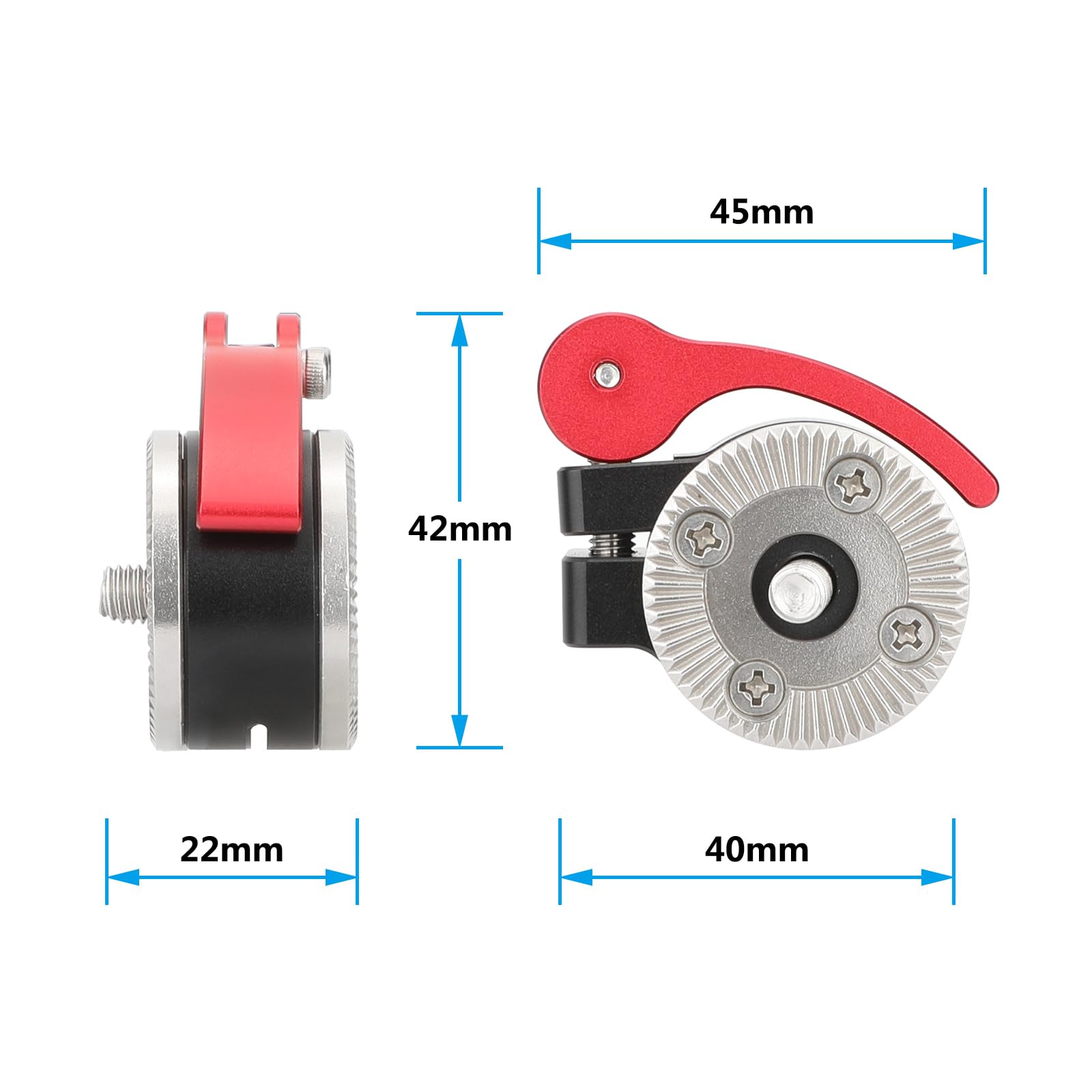 Camvate Quick Adjust Rosette Adapter With M6 Female And Male Mounts (Red Lever) - 3472
