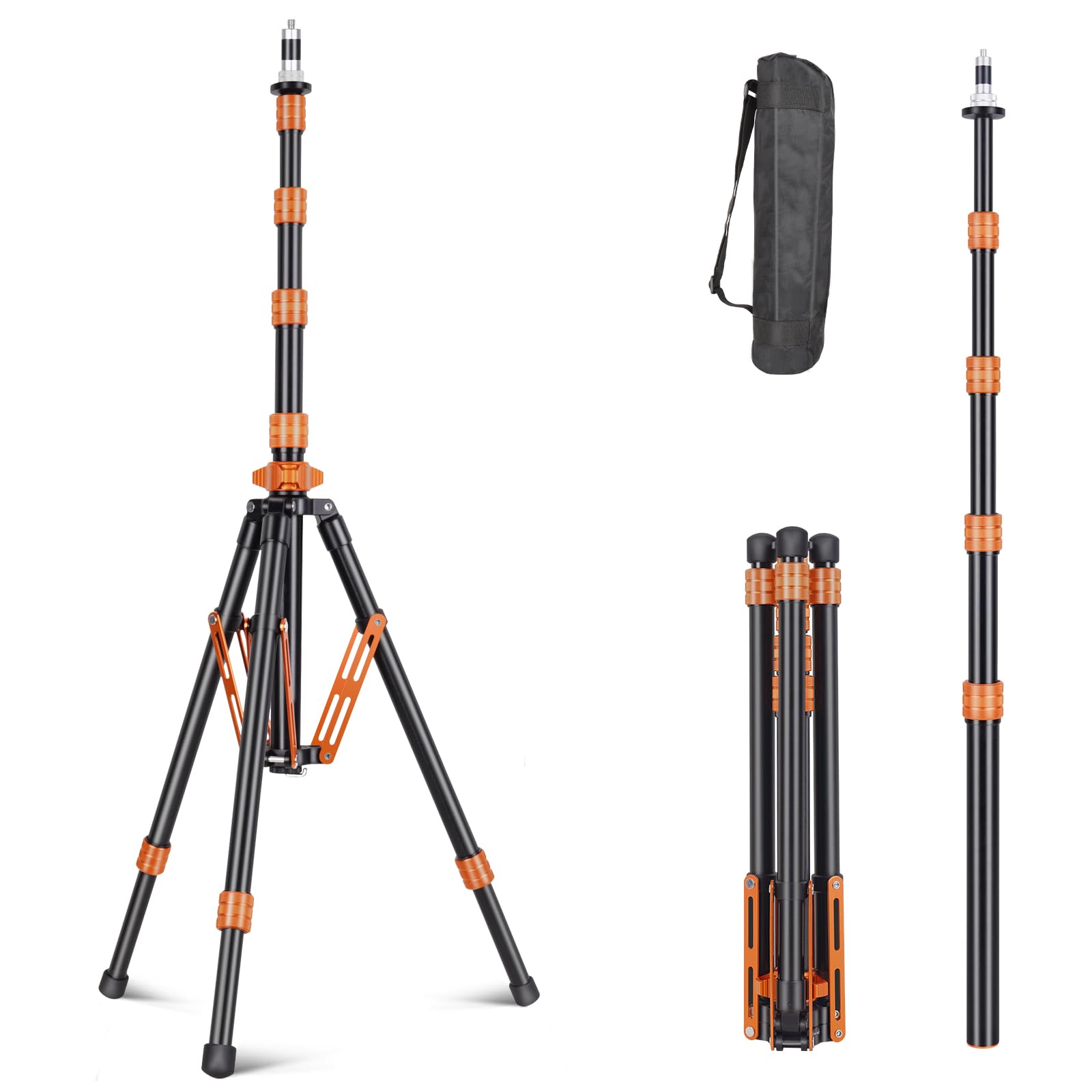 Utasitess Ut288 Portable Light Stand,Adjustable Aluminum Light Photography Tripod Stand With 3/8" To 1/4" Screw,Studio Lighting Tripod For Strobe Light/Webcams/Cameras/Softbox With Carrying Bag