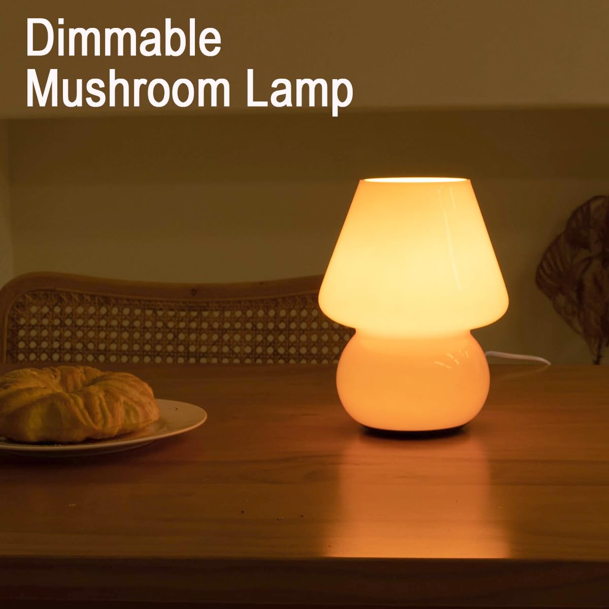 Heqet Dimmable Mushroom Table Lamp Orange Warm Lamp,Retro Accent Cute Cozy Ambient Desk Lamp, Bedroom Decor Aesthetic Lamp Nightstand Decor,Unique Home Decor