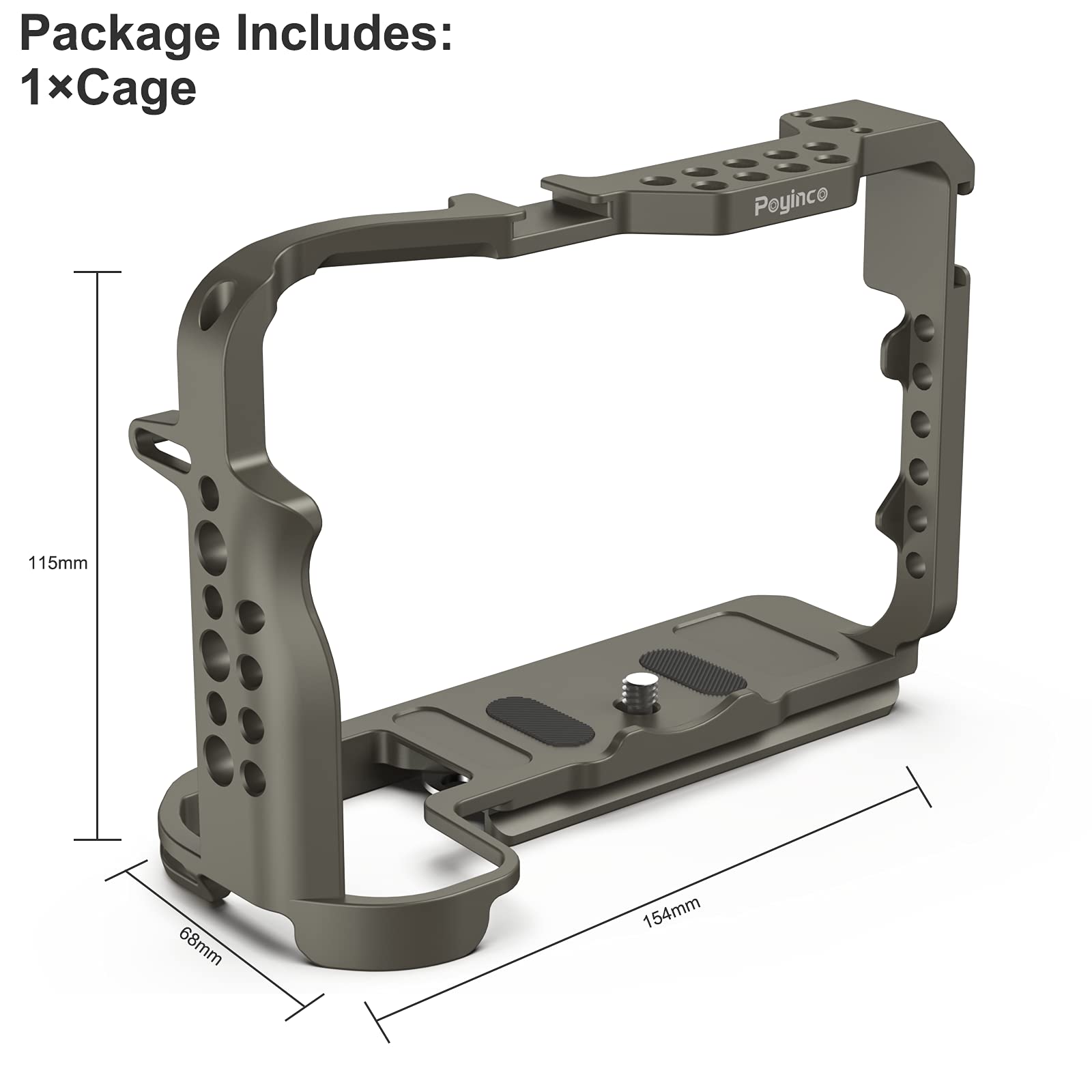 Poyinco Poyincor5 / R5 C / R6 Cage For Canon R5 R6 R5 C, Aluminum Alloy Dslr Rig Stabilizer With Cold Shoe, 1/4"&3/8" Threaded Holes For Filmmaking And Video Shooting