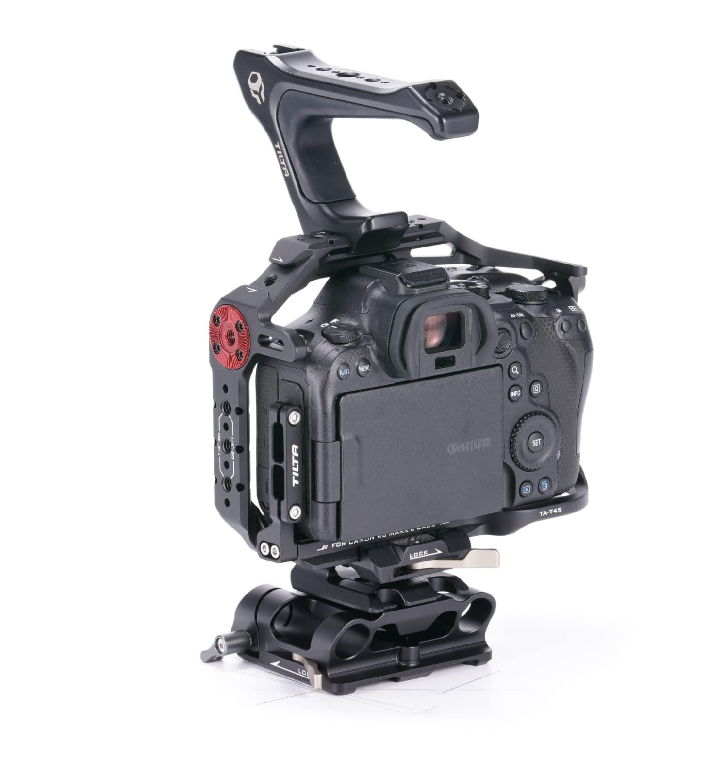 Tilta Basic Kit Compatible With Canon R6 Mark Ii, With Mount Accessories Via Nato Rail, Rosette, Cold Shoe, And 1/4"-20 Threads With Locating Pins  Ta-T45-A (Black)