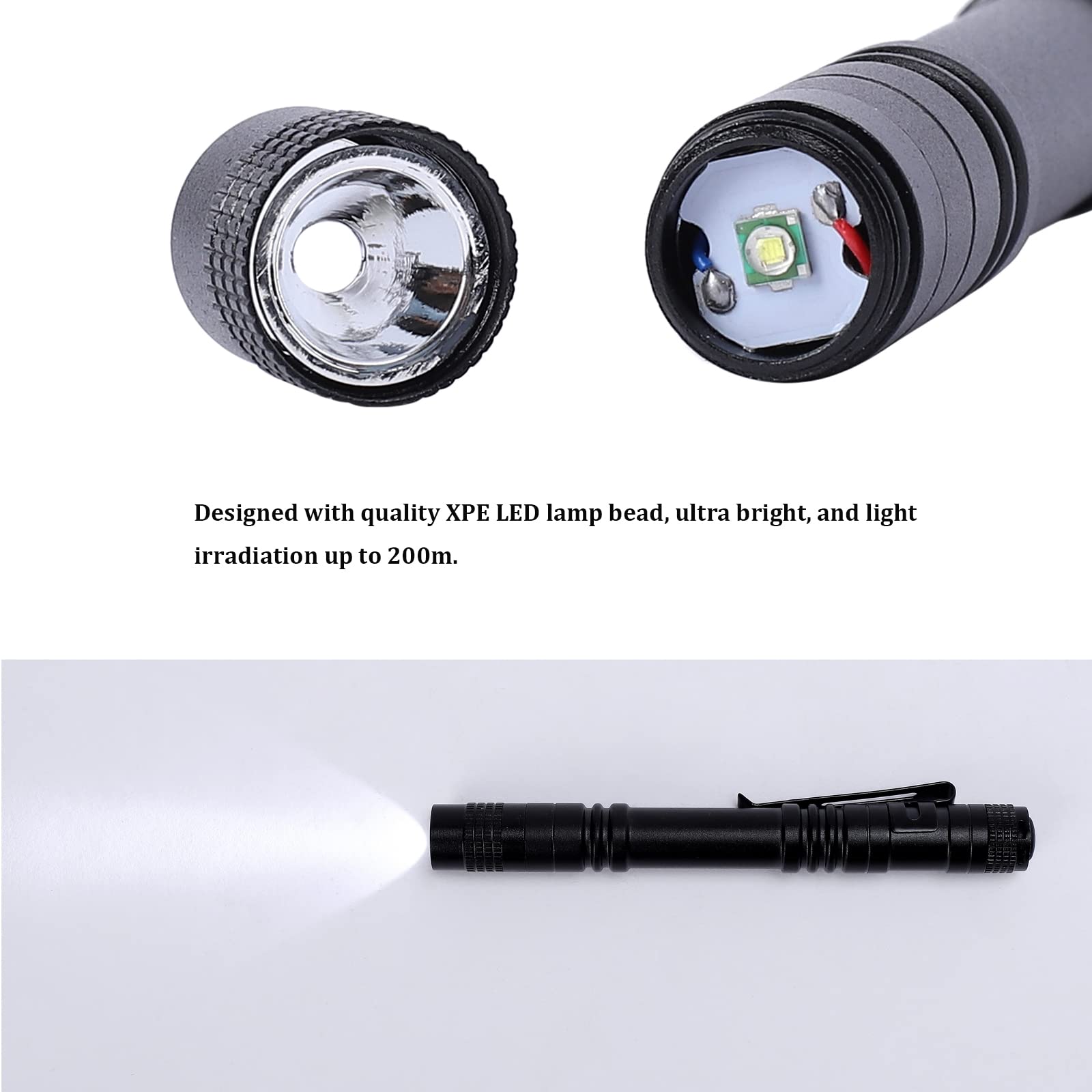 Mcopkrmo Led Pen Flashlight, 6Pcs Pocket Flashlights Super Bright Slim Pen Light With Clip Waterproof Penlight For Inspection, Repair, Emergency Powered By 2Aaa Battery (Not Included)