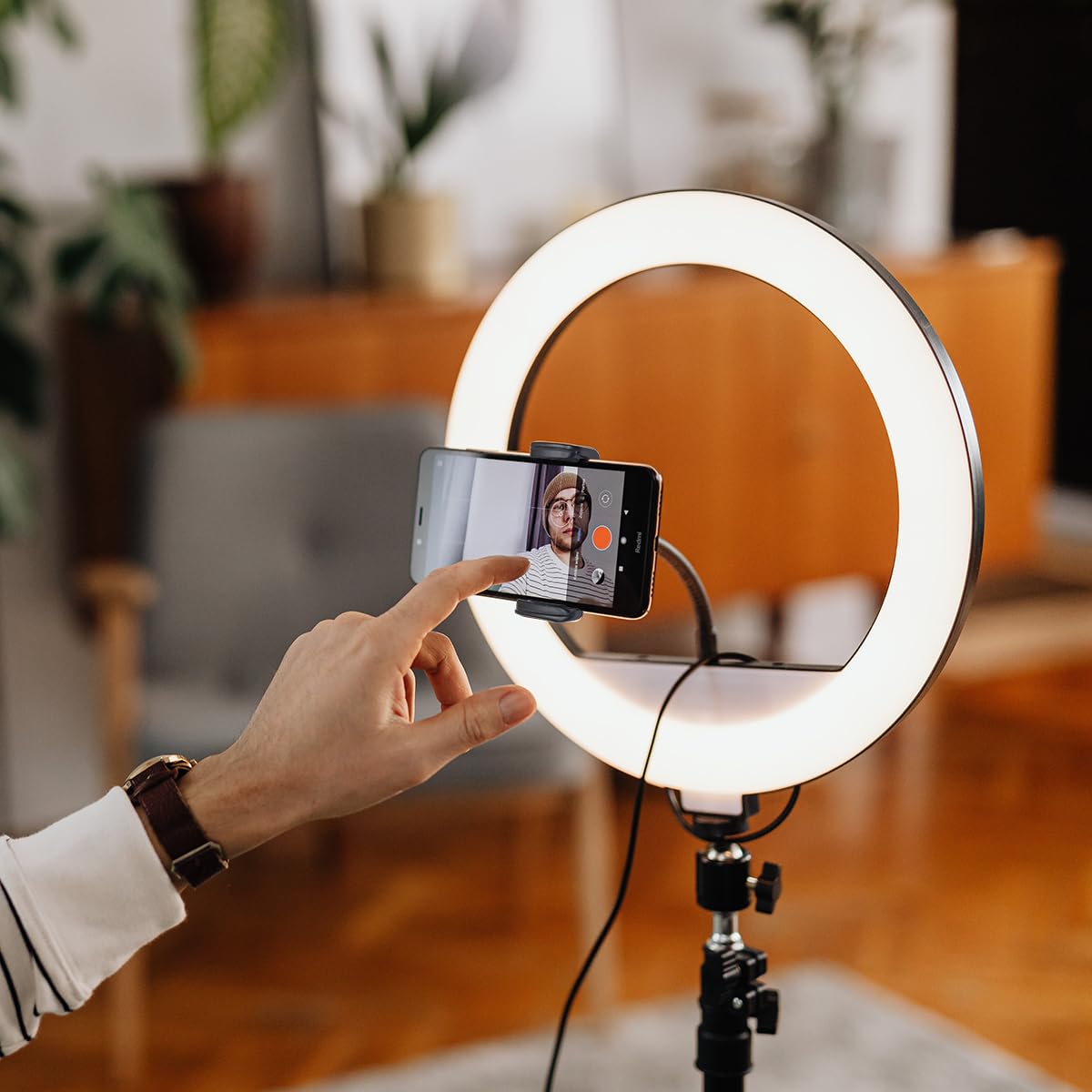 Jcwiny 2 Pack Universal Ring Light Phone Holder Flexible Ring Light Phone Attachment With Hot Shoe And 1/4 Adapter Cell Phone Mount For Ringlight And Tripod Stand Replacement