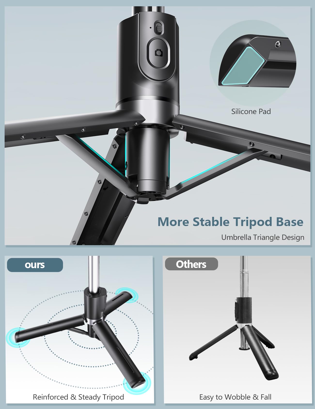 Pnitri Selfie Stick Tripod With Light, 45'' Selfie Stick With Wireless Remote, Portable Phone Tripod Compatible With Iphone 16/15 Pro Max/15/14 Pro/14/13, Samsung S22/ S23 Ultra/Android Smartphone