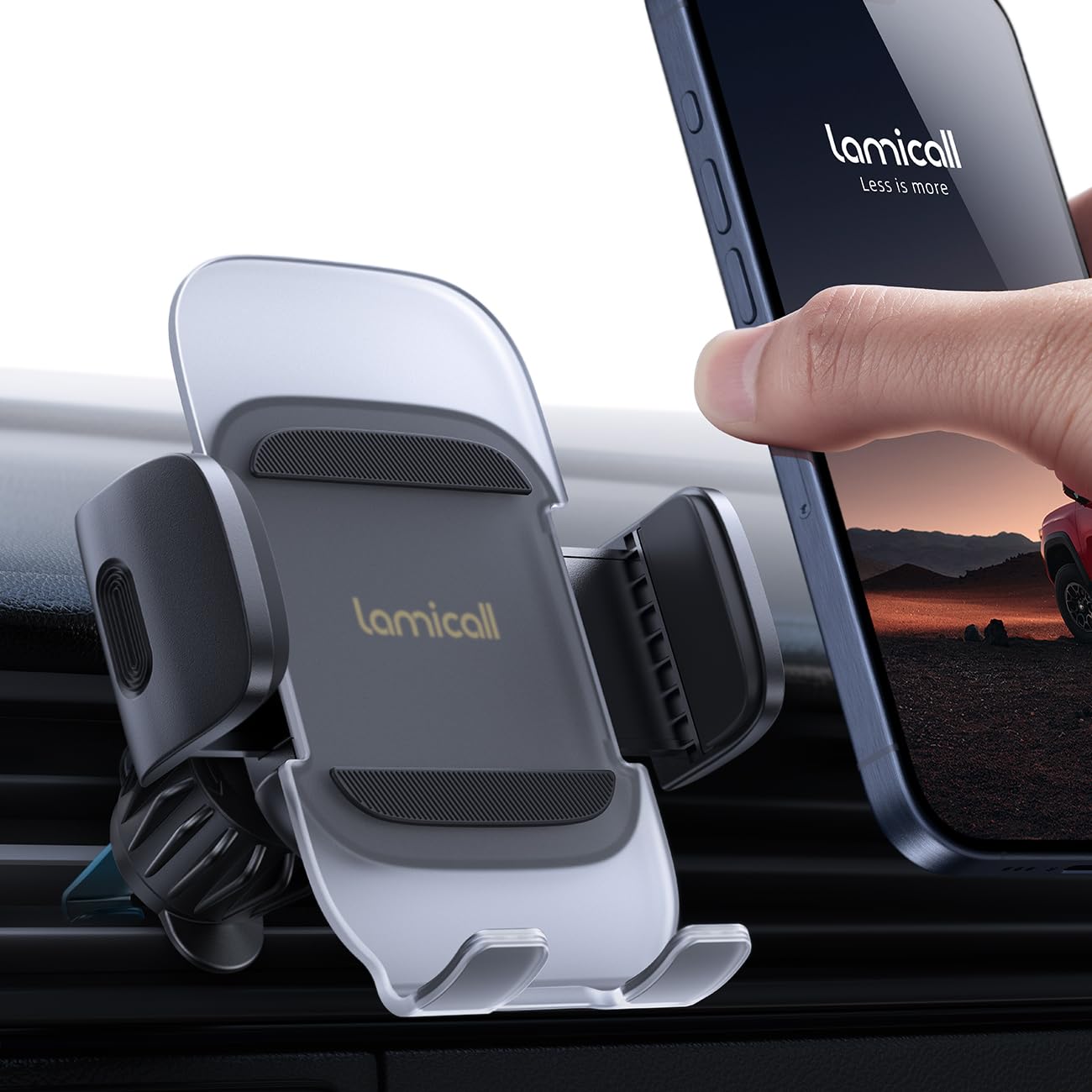 Lamicall Car Phone Holder Vent -  2Nd Generation Cell Phone Mount Cradle - Thick Cases Friendly - Hands  Phone Stand For Car - Fit Iphone 16/15/14/13/12 Pro Max/Plus/Smartphone