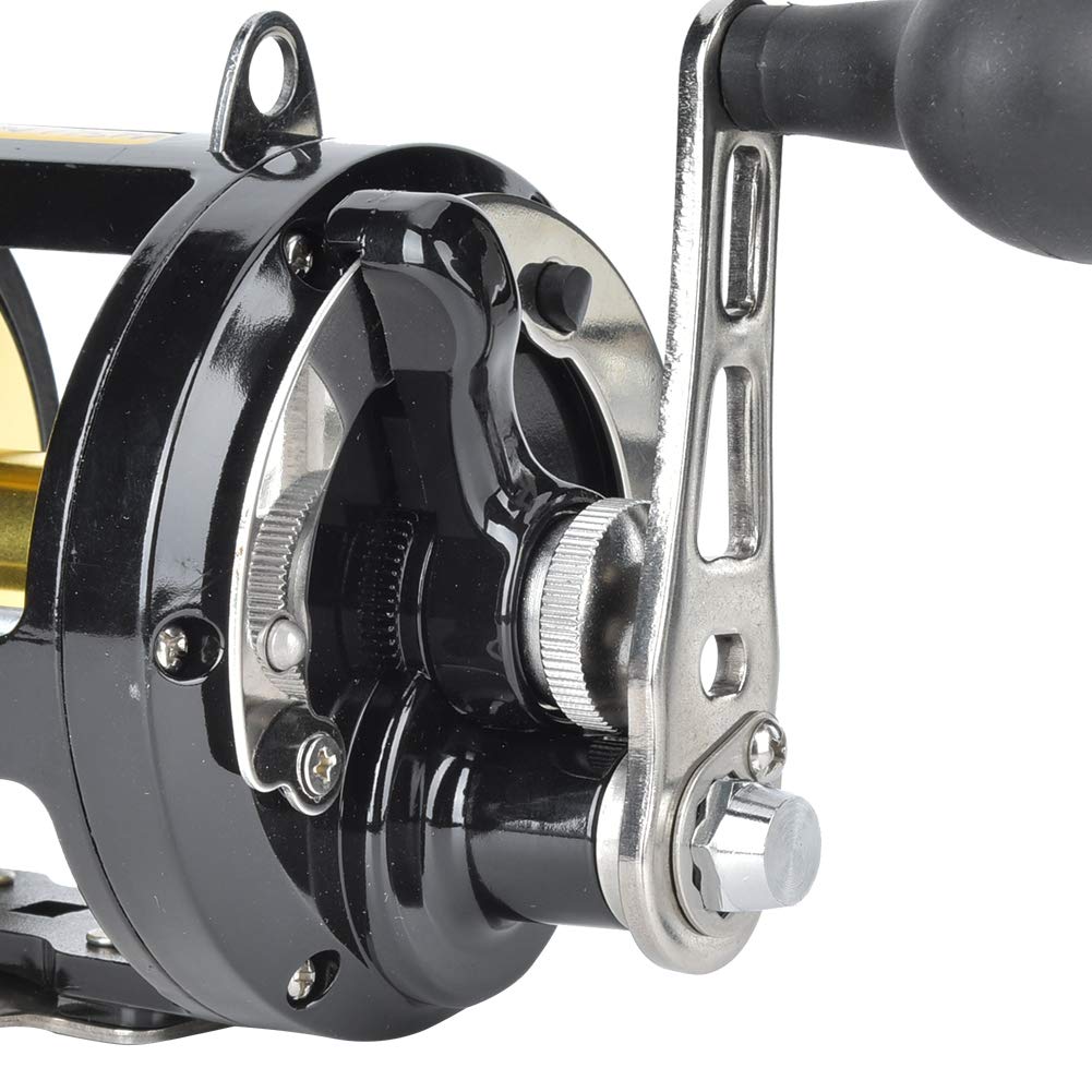 Vbestlife Tr12000 All Metal Trolling Fishing Reel, High-Strength Bearings, Strong Body, Farther Throwing Distance, Carbon Fiber Brake Washer, Black, Ambidextrous, 55 Pounds Drag