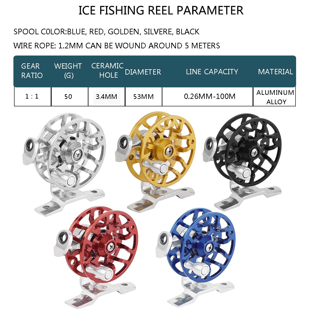 Fangblue Winter Fishing Reel All Metal 1.76Oz(50G) Lightweight 2.1Inch(53Mm)  Base Right Hand Mini Fly Wheel For Trout Pike Ice Fishing Tackle