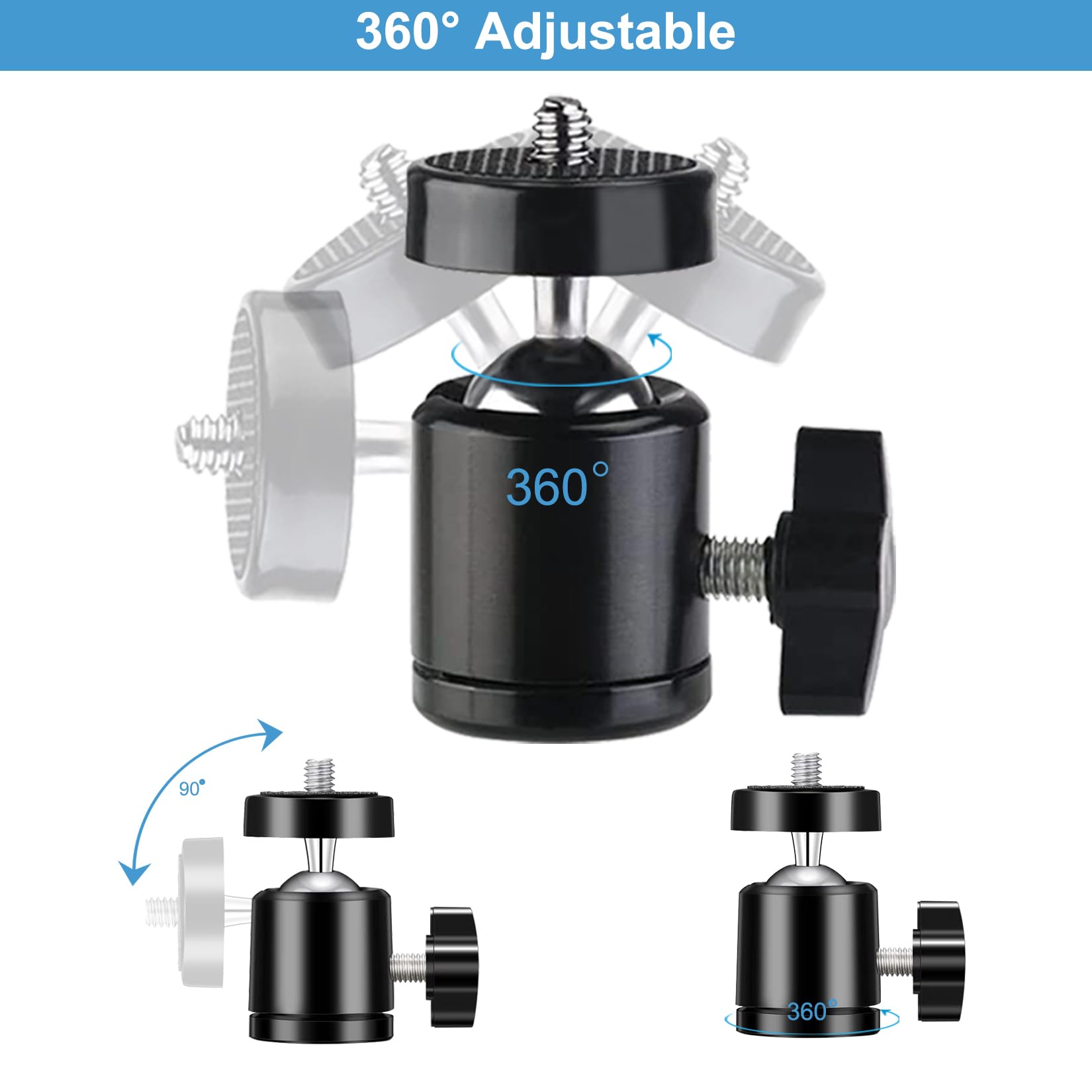 Folgtek 6Pcs Mini Universal Ball Heads Tripod Ball Head Camera Screw Mount, 360 Degrees Rotatable Tilt With 1/4 Inch Screew For Cameras Smart Phone Tripods Monopods Camcorder Led Light Stand