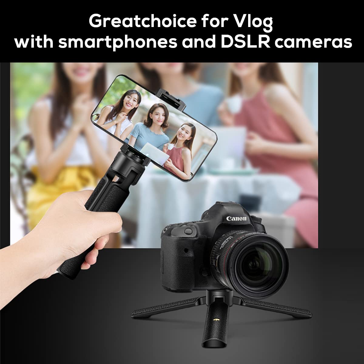 Eaxanpic Extended Handle Grip/Tripod 2 In 1 For Gimbal Stabilizer, Tabletop Tripod Stand And Handle Grip For Dji Ronin-S, Zhiyun Weebills, Zhiyun Crane, Desktop Tabletop Stand For Dslr Cameras