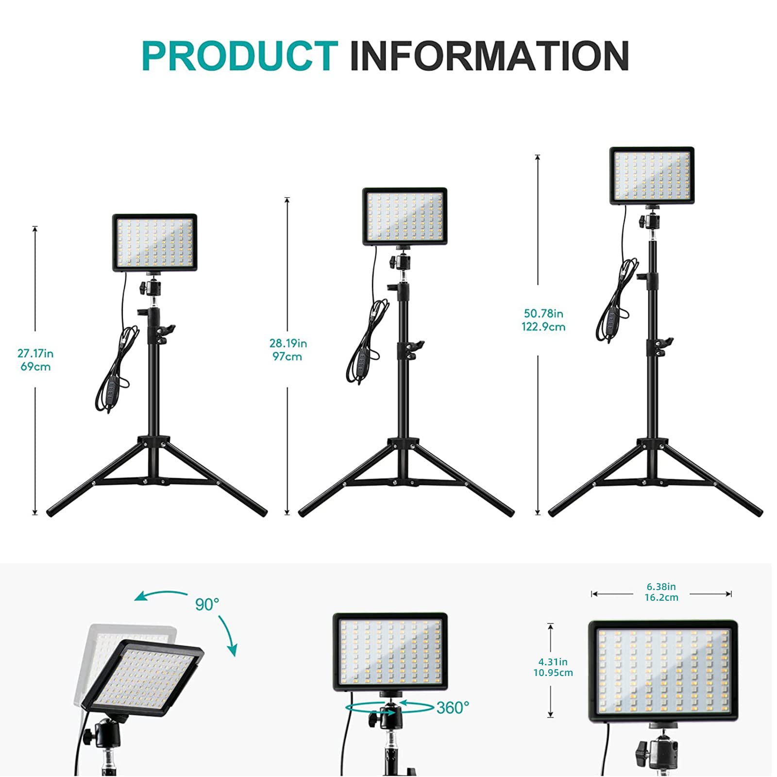 Youtin Photography Lighting Studio Lights 2-Pack Led Rgb Kit With Adjustable Tripod Stand, 2500-9900K Dimmable For Photo, Streaming, Vlogging, And Background Illumination, Compatible With Youtube