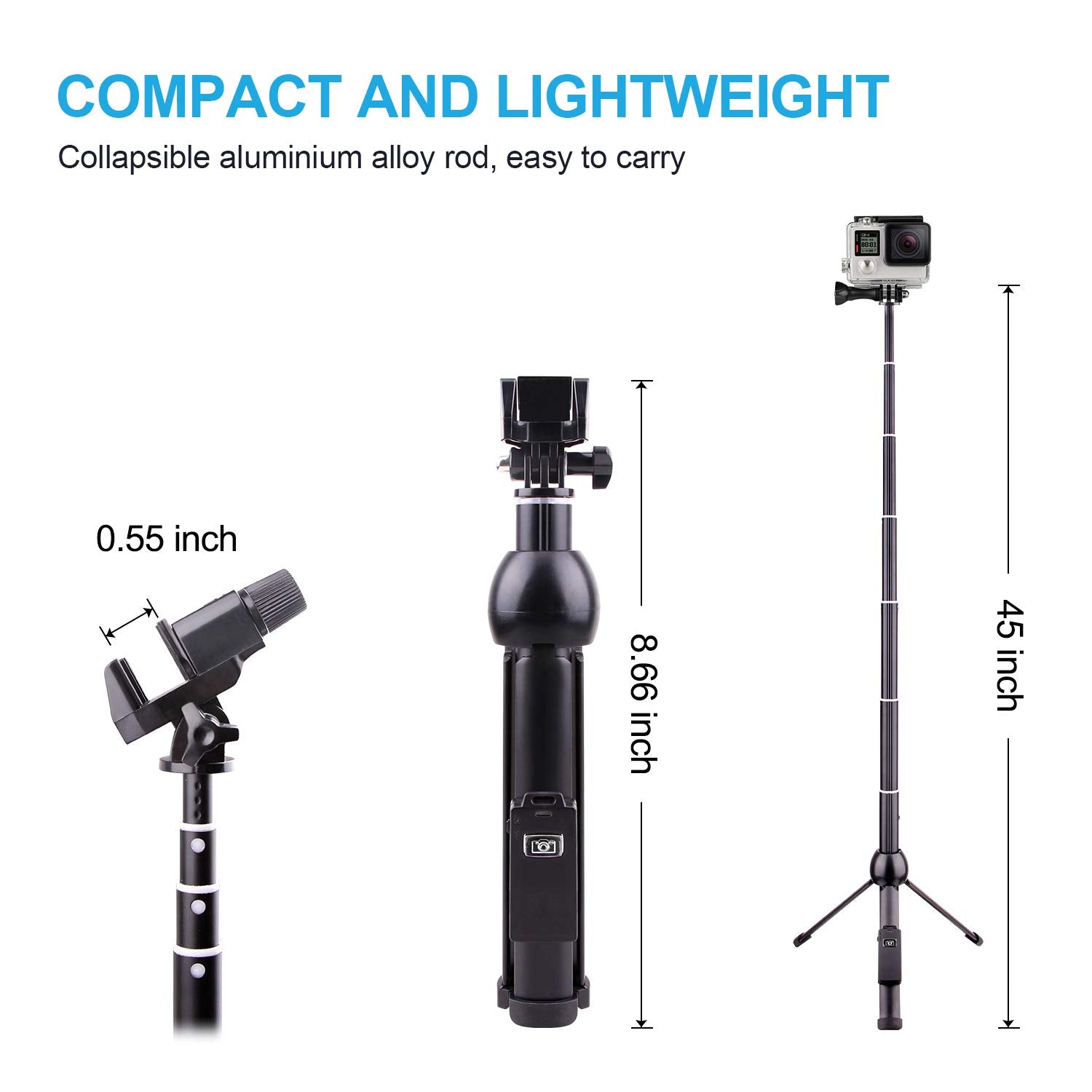 Latz·Z Latzz Selfie Stick Tripod, 45 Inch Phone Tripod, Extendable Iphone Stand Tripod With Wireless Remote Shutter Compatible Iphone 15 14Pro/Max/Galaxy Note 20/S21, More