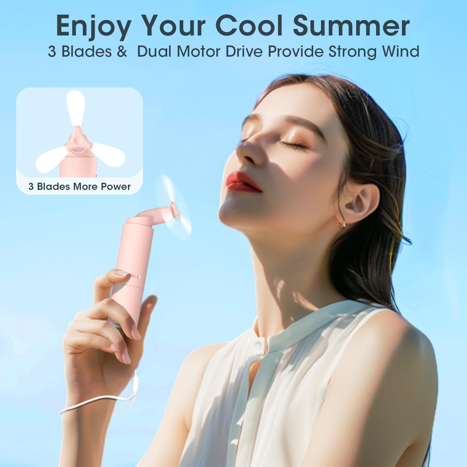 Handheld Fan Mini Fan Rechargeable,Portable Fan With 3000Mah Battery Eyelash Fan Indoor Outdoor