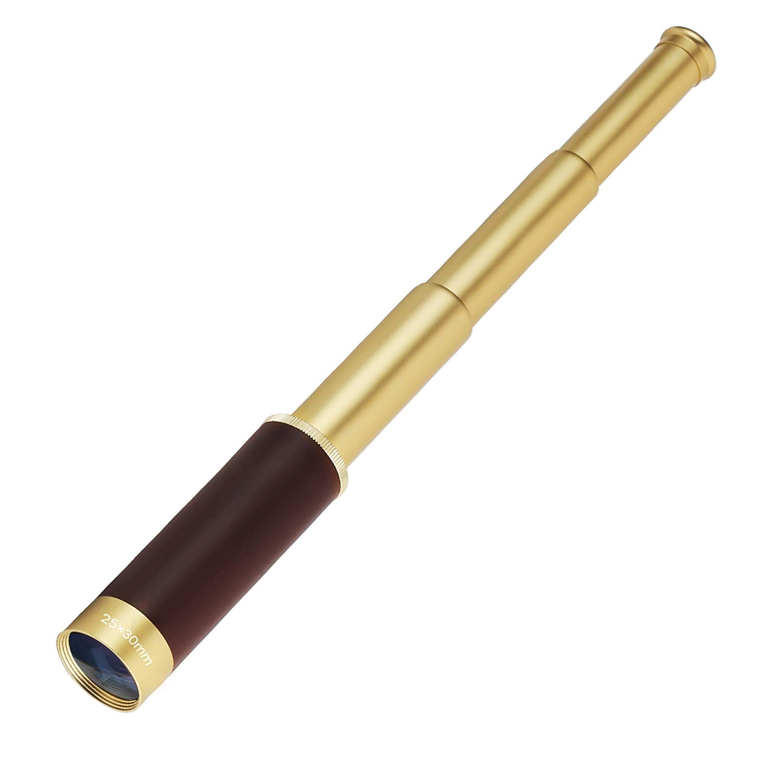 Dangshan Telescope Brass Spyglass Pirate Monocular - Waterproof Pocket Mini 25X30 Zoomable Collapsible Vintage For Navigation, Voyage View Watching, Games, Travel, Hiking, Hunting