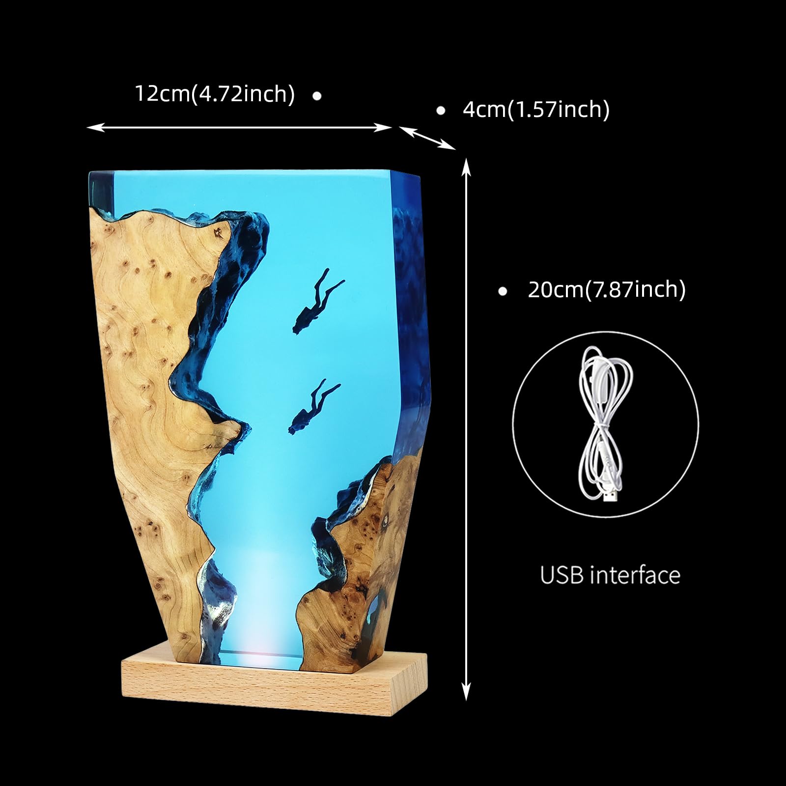 Eletriace Epoxy Resin Diver Lamp, Diver Ocean Lamp,Handmade Home Decor Bedside Nightlight, Unique Resin Lighting, Nightstand Decorations For Bedroom, Suitable For Holidays(Two Divers)