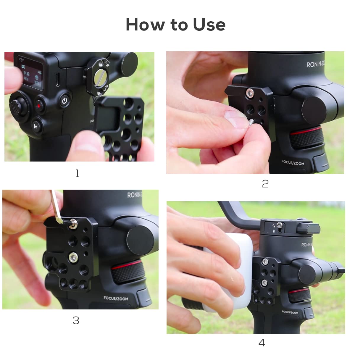 Eaxanpic Side Extension Plate For Dji Ronin S/Sc/Rs2/Rsc2,Monitor Holder Mount With 1/4 3/8 Threaded Holes Cold Shoe, Stabilizer Extension Plate For Video Light, Microphone, Monitor