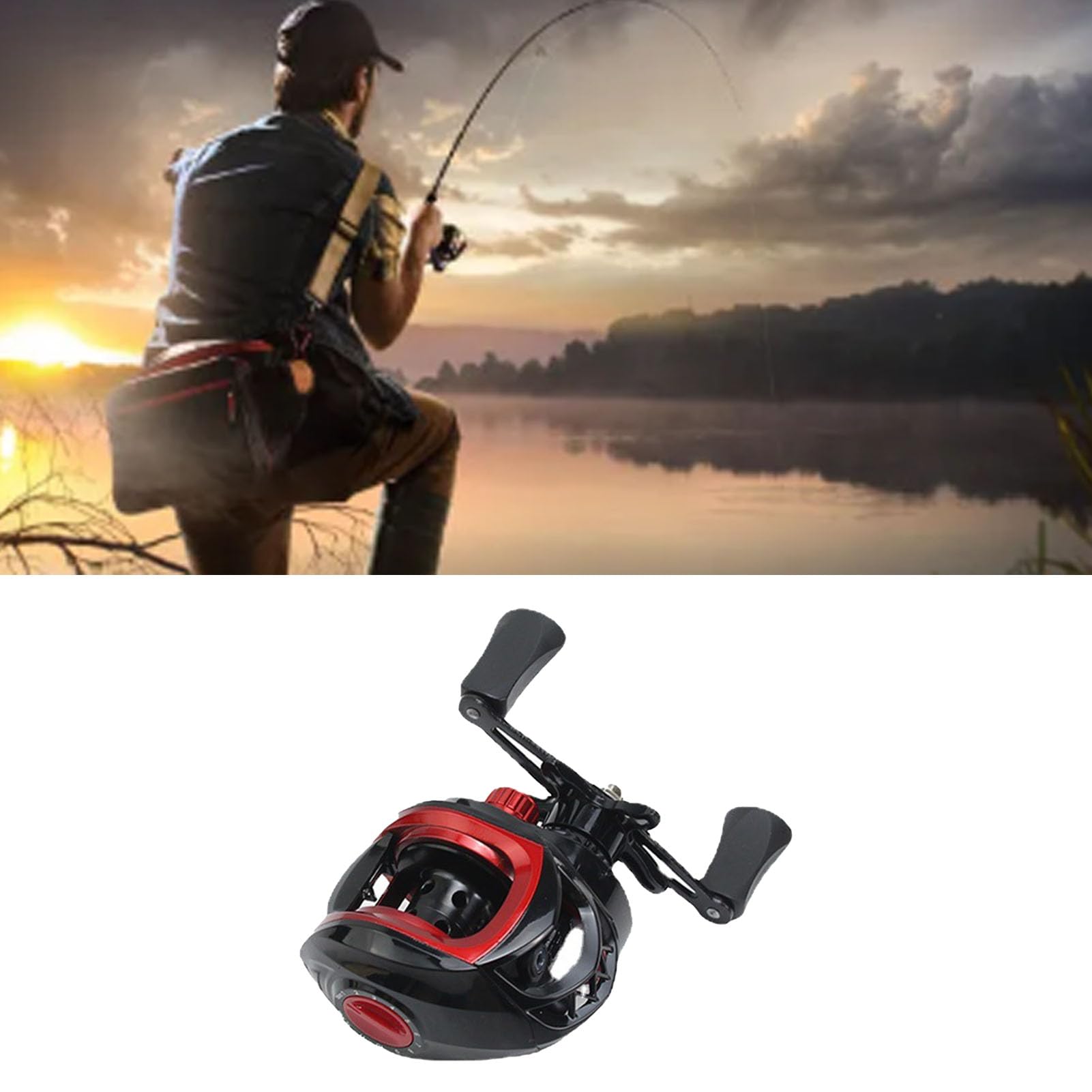 Zizev Fishing Reel, Saltwater Baitcaster Reels, Metal Portable Baitcasting Reel For Ice Fishing (Right Hand)