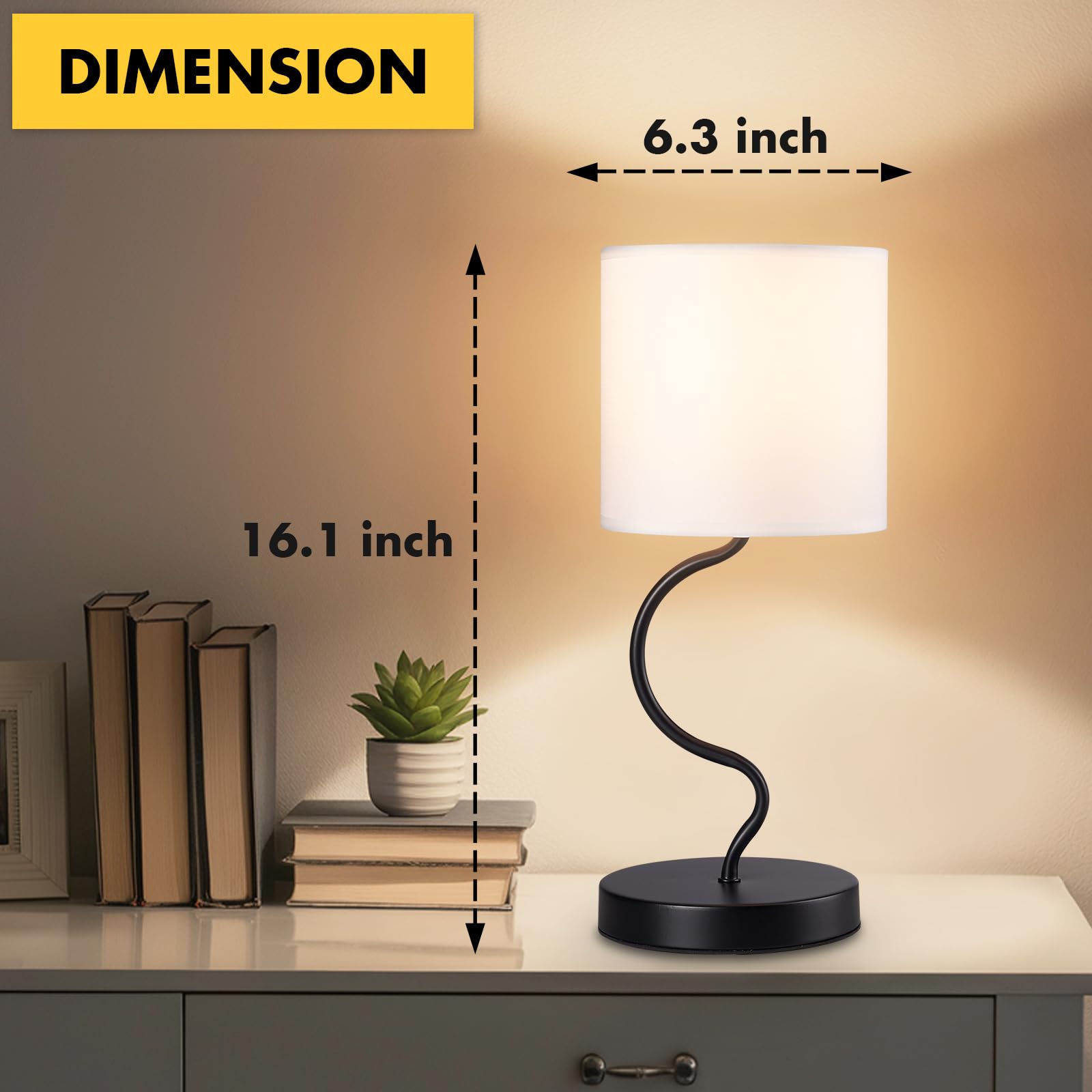 Hamilyeah Table Lamps Set Of 2, Bedside Lamps For Nightstand With On/Off Switch, Modern Lamps With Fabric Shade, Simple Lamps For Bedroom, Living Room, Home Office