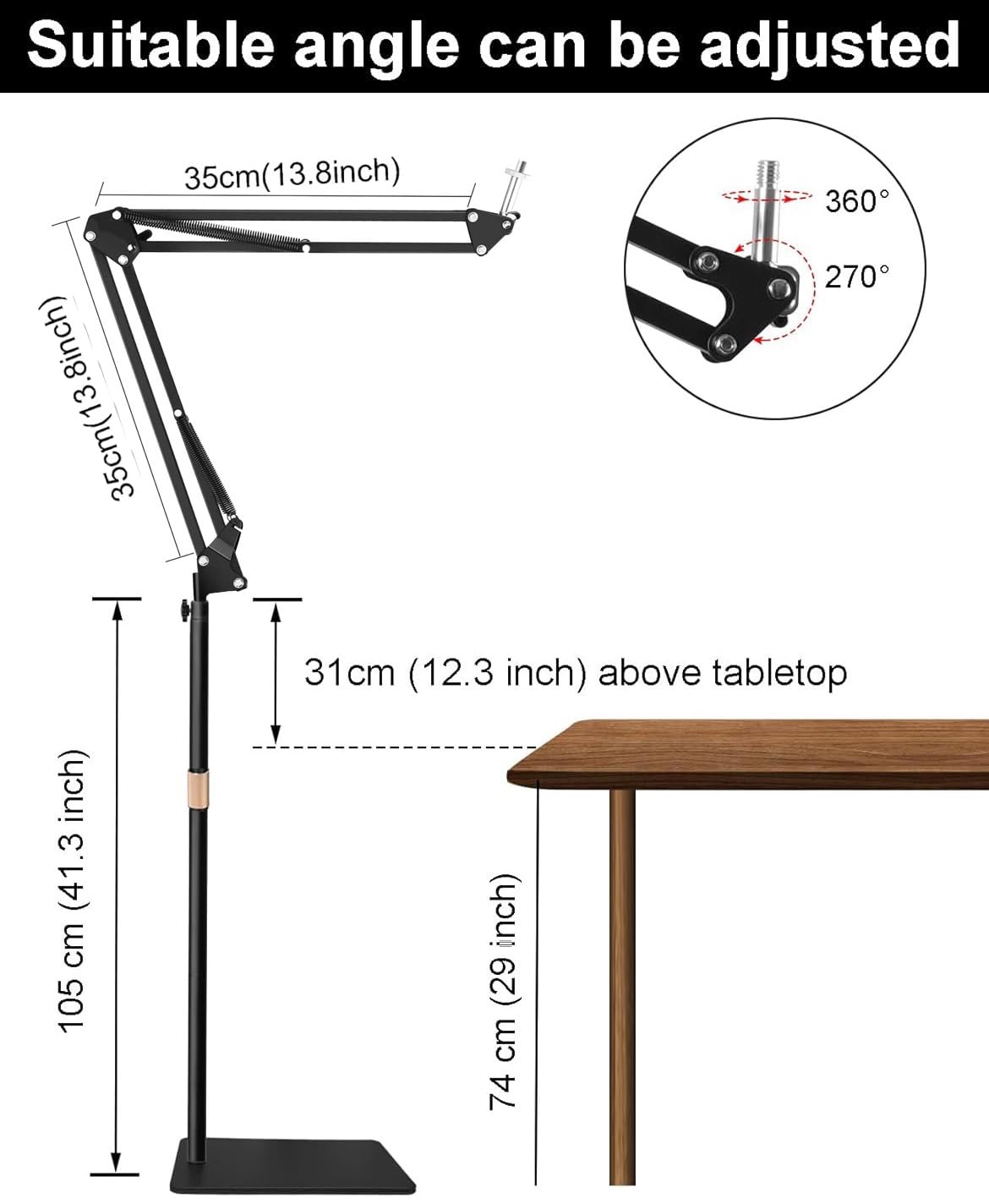 Acetaken Mx Brio 4K Webcam Floor Stand,70-Inch Telescopic Floor Holder With Webcam Magnetic Mount Compatible With Logitech Mx Brio 4K,Brio 4K,100,300,500,C270,C310 Webcams