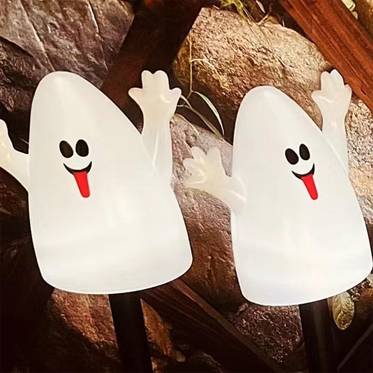 Gulelayar Ghost Light Garden Lights 5 In 1 Halloween String Light Solar Halloween Decorative Led Lights Outdoor Waterproof Ghost Stake Lights For Outdoor Halloween Pathway Yard Garden Decoration (Ghost)