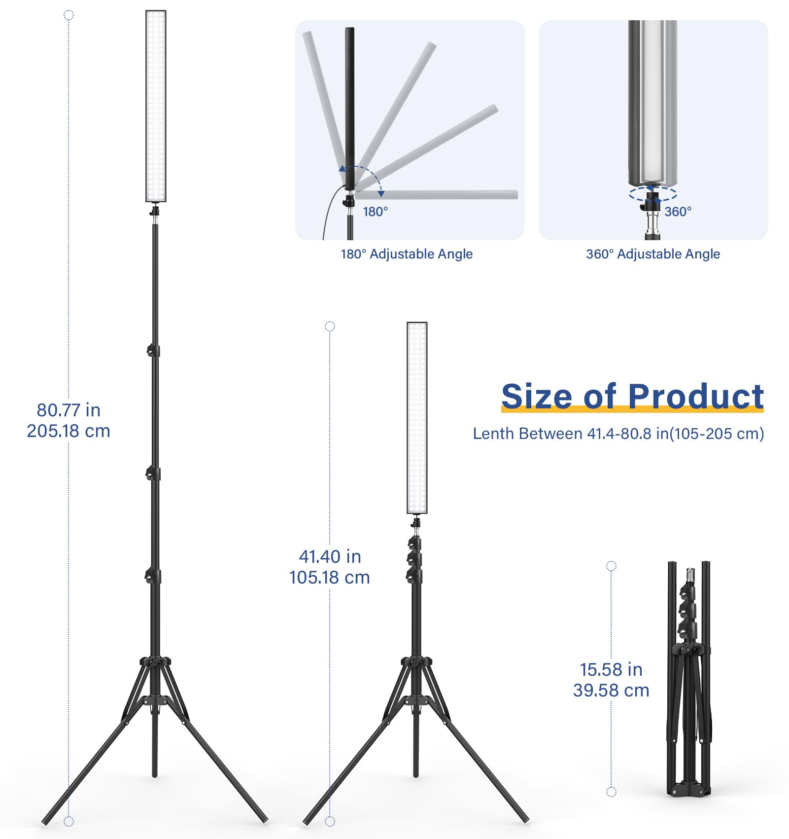 Unicucp 2-Pack Led Video Light Stick With 62.99'' Tripod Stand/Color Filter, 5600K Studio Light Photography Wand Lighting Kit For Game Streaming/Video Recording/Content Creation/Portrait, Usb Charger