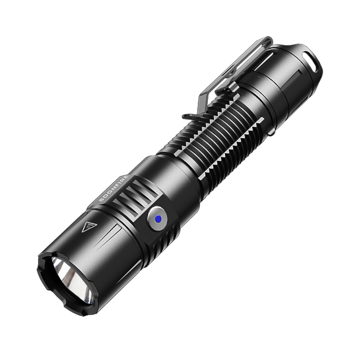 Soonfire Mx75 2530 Lumen Led Tactical Flashlight Law Enforcement, 390 Yards Beam Distance Usb-C Rechargeable Pocket Flashlight With Battery