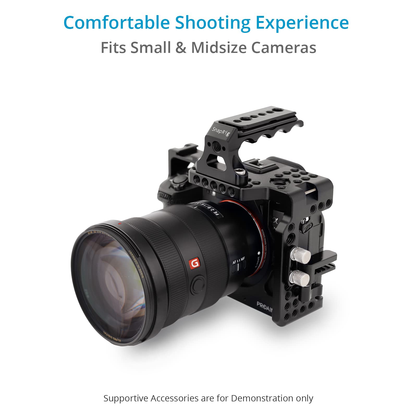 Proaim Snaprig Mini Top Handle For Small/Midsize Dslr Dslm Camera Rigs. Comfortable & Secure Grip. Comes With Anti-Twist Holes & Multiple Threads. (Mth-023)