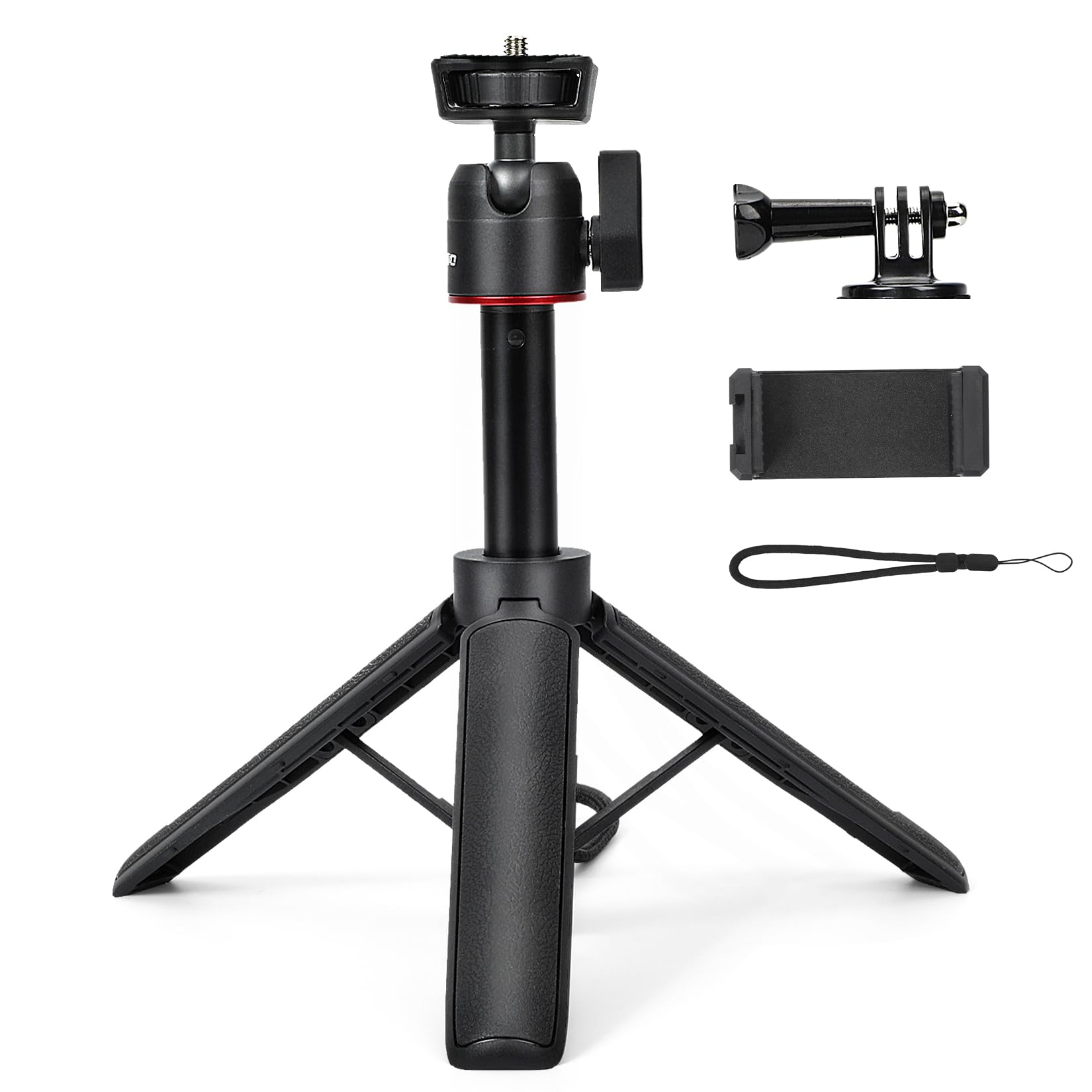 Yoputbo Extendable Mini Tripod,8-23.6Inch Height Adjustable 360 Rotation Ball Head Cold Shoe Handheld Vlog Small Camera Tripod For Webcam Iphone,Travel Selfie Stick For Dslr Action Camera