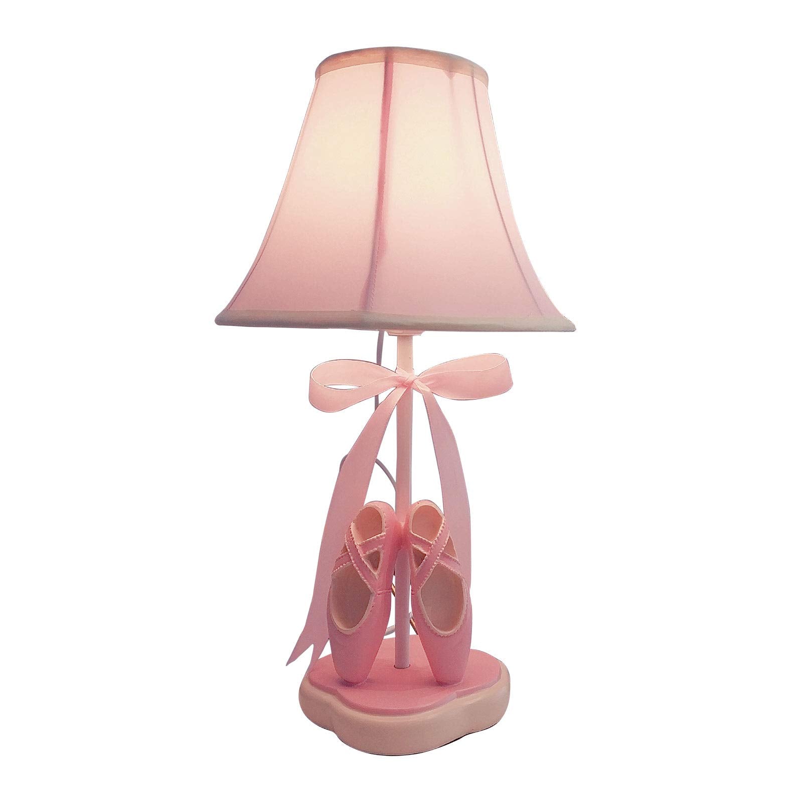 Herbestbay Cozylight Bedside Lamp, Pink Dancing Shoes Design, 14Inch Tall Table Lamp With Fabric Stitch Shade For Girl’S Bedroom Décor, Including An E26 Led Bulb (Push Button)