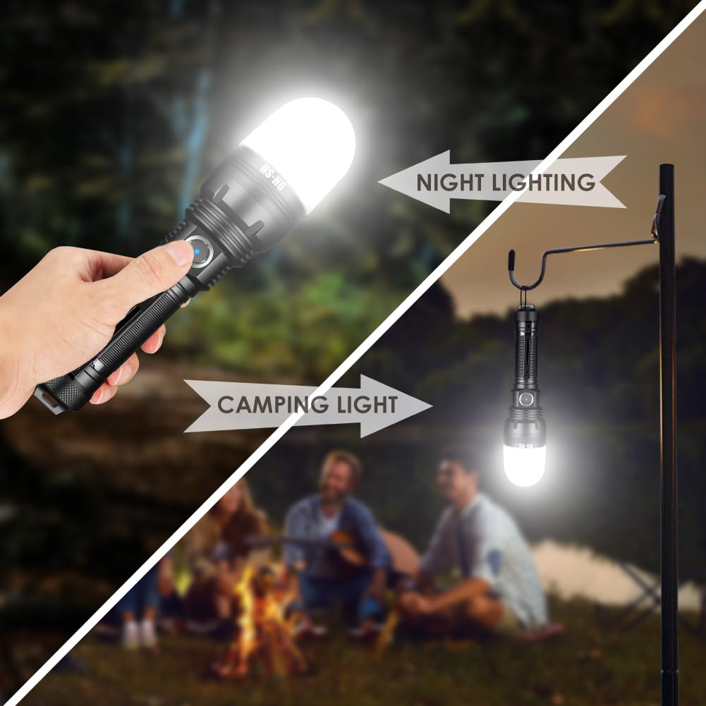 Home Safety H7 Edc Usb Rechargeable Flashlight, High Lumens Utility Flashligt Powerful Pocket Light With Sft-40 Led & Tir Lens Bright Waterproof Torch For Home Emergency,Home (H6 Powerful Light)