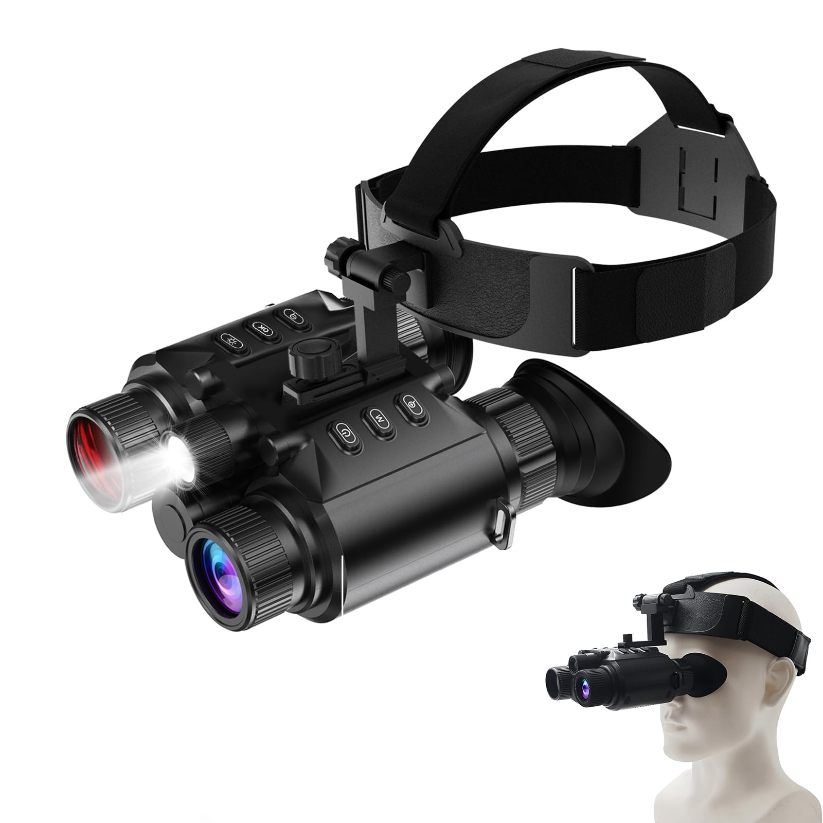Asika Night Vision Goggles, Night Vision Binoculars For Adults, 4K 2500Ft Head-Mounted Infrared Nvg With 64Gb Card, UtilityLight, 8X Digital Zoom For Outdoor, Camping And Travel Clear Vision At Night