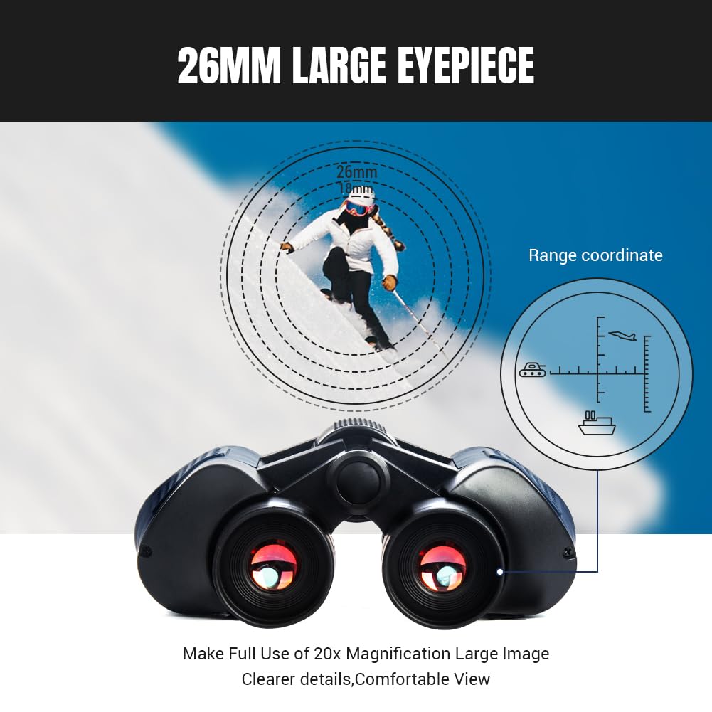 Wulakeo 20X50 High Powered Binoculars For Adults Kids, Waterproof Compact Binoculars With Low Light Vision For Bird Watching Hunting Football Games Travel Stargazing Cruise With Carrying Bag