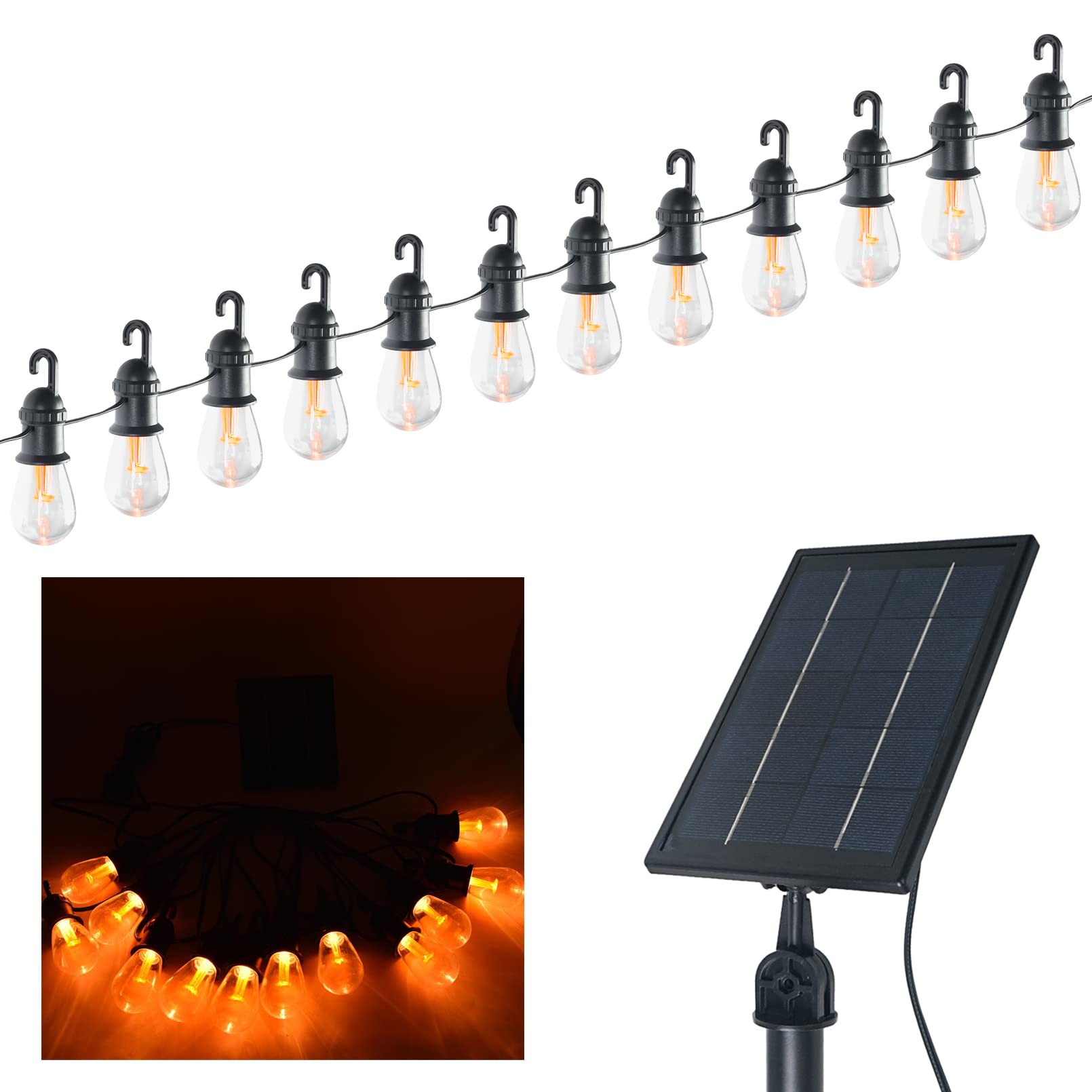 Luwint 27Ft Solar String Lights - 12 Bulbs, Waterproof Fairy Hanging Lights For Outdoor Patio, Garden, Yard, And Deck Decoration - Solar Powered Led Lights
