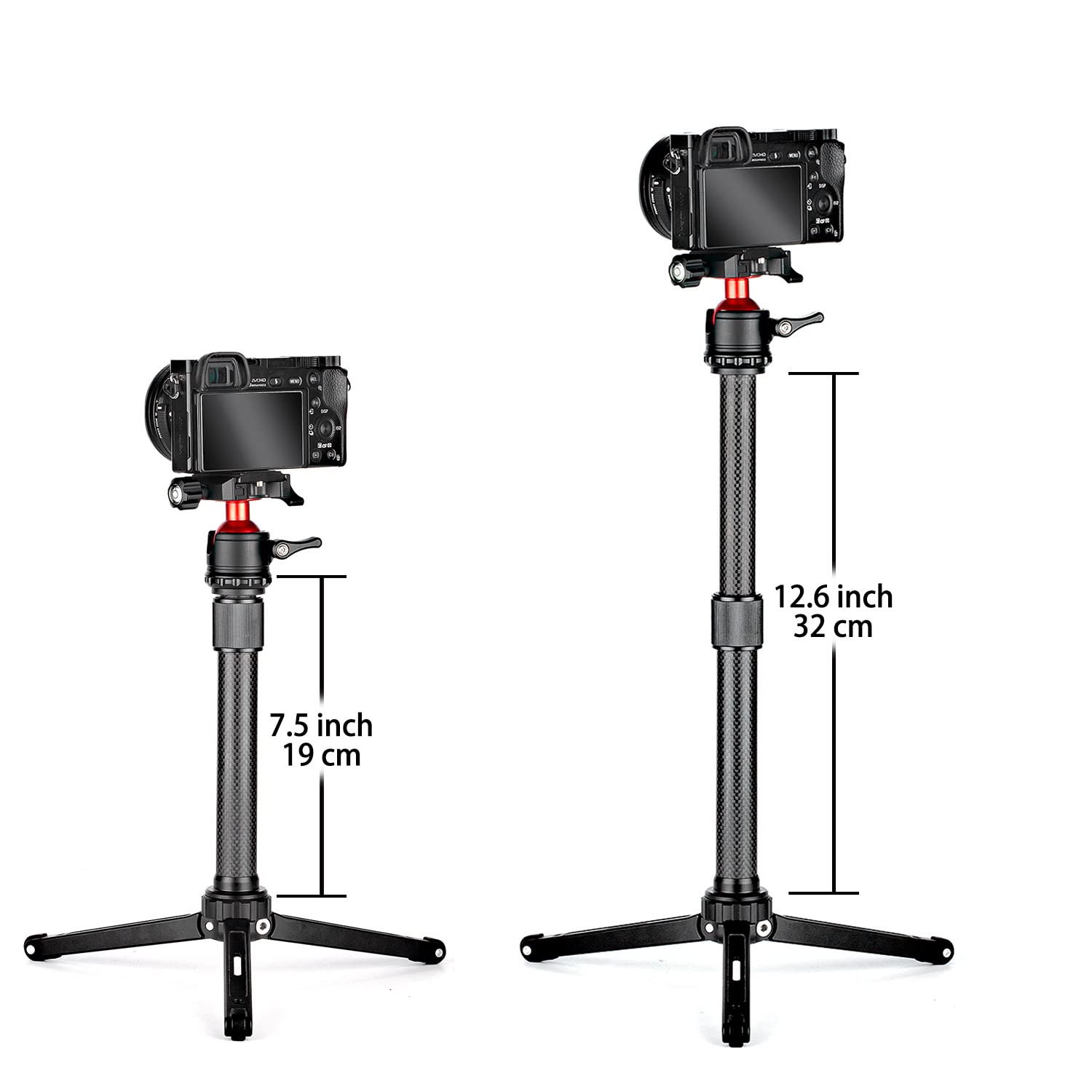 M-Remote Carbon Fiber Camera Tripod Axis Two Lifting Axial Pin Stabilizer Extension Rod Carbon Fiber Axial Tube Head Arca Interface