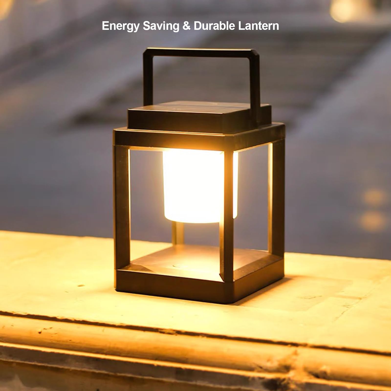 Wiswhy Solar Lantern Outdoor Table Lamp, 3-Level Brightness Led Nightstand, 4800Mah Rechargeable Portable Camping Lantern Waterproof, Touch Control Night Light For Patio/Bedroom/Reading/Walking