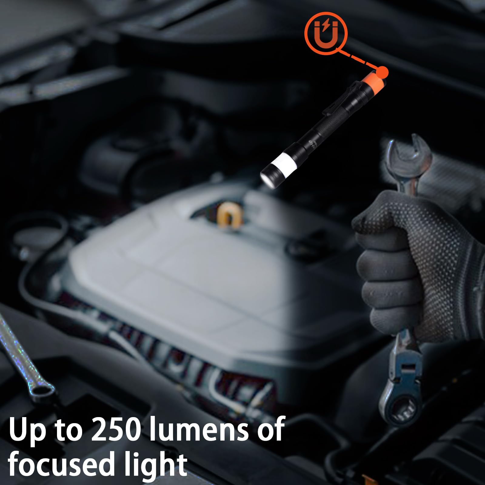 Kunhe Probe Led 250 Lumens Pen Flashlight High Lumens With Aa2 Alkaline Batteries(Included) And Magnetic Base For Inspection Repair Engineer  For Husband Dad