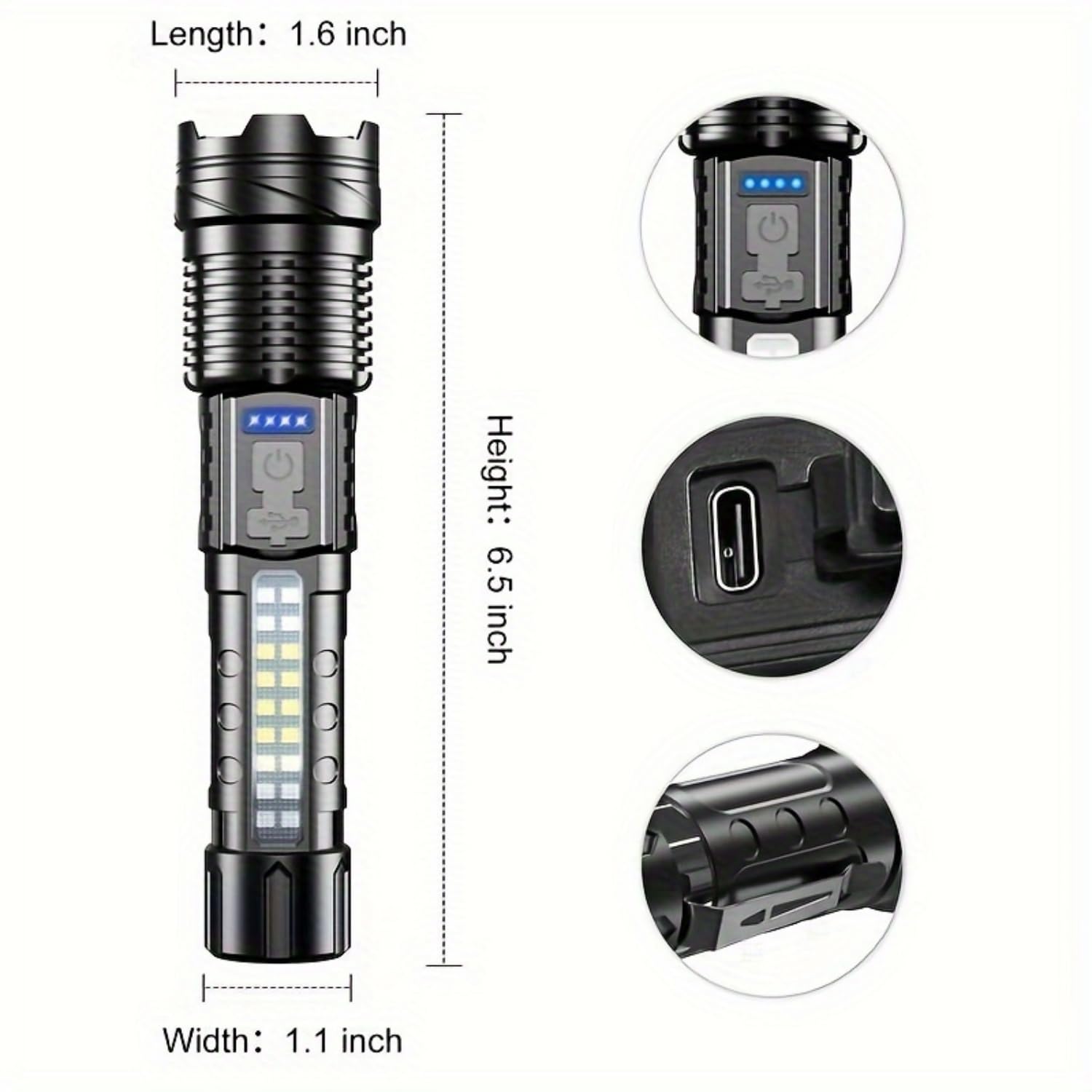 Beowui Flash Force Tactical Flashlight, 2 Pcs Flashlights High Lumens, With 7 Light Modes, Ipx6 Waterproof, With Strobe, 18650 Battery Powered, Camping  Must Haves (2 Pcs)