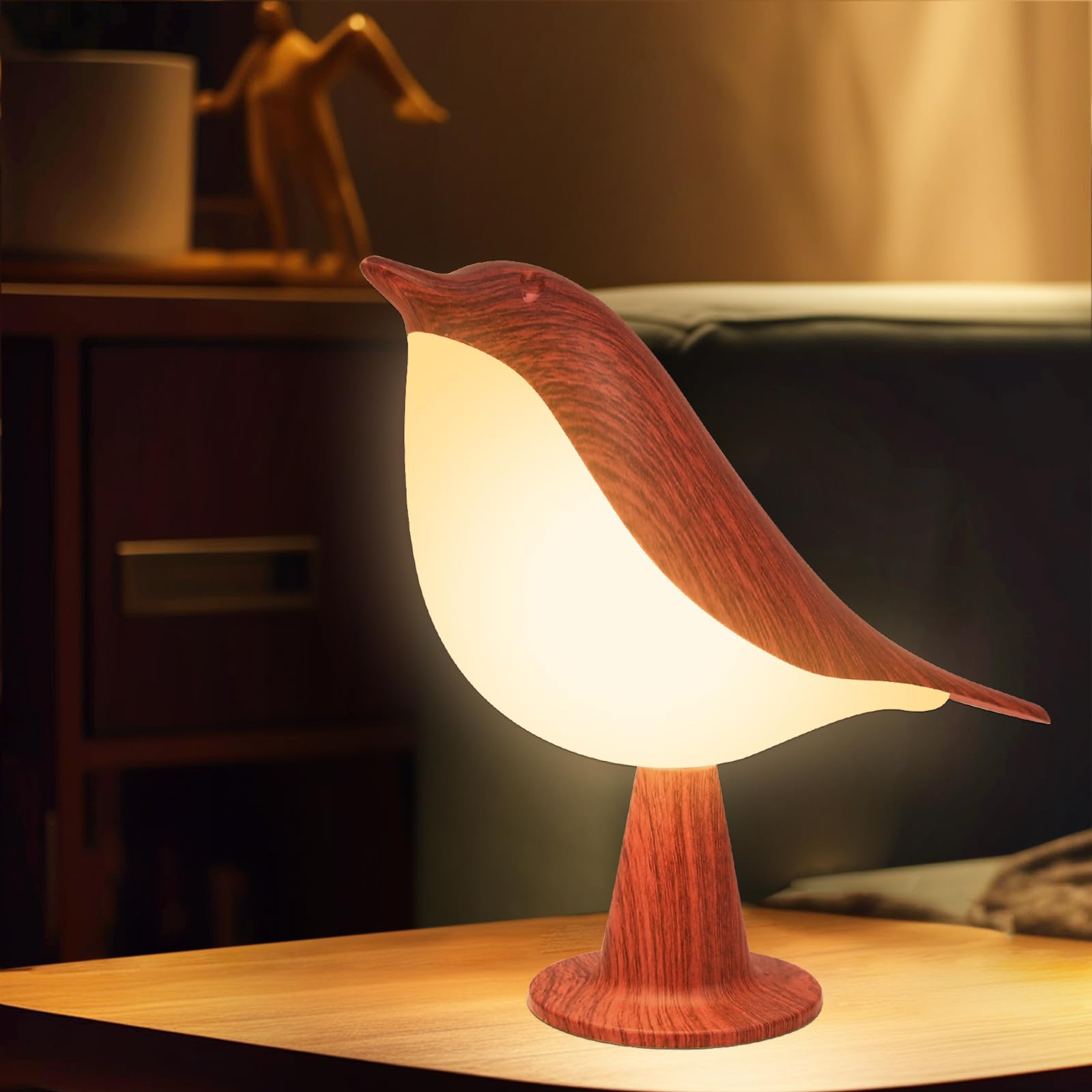 Vquand Bird Small Desk Lamp, Dimmer Kids Night Light For Bedroom, Cordless Table Lamp With 3 Color Temperature And Touch Sensor, Rechargeable Bedside Lamp, Hummingbird Lamp