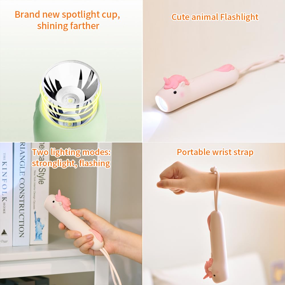 Yzyoe  Rechargeable Small Horse Led Flashlight, Cute Animal Shaped Silicone Flashlight, Comfortable Touch Lasting Press To Adjust Brightness Portable Outdoor Lighting Creative Light.