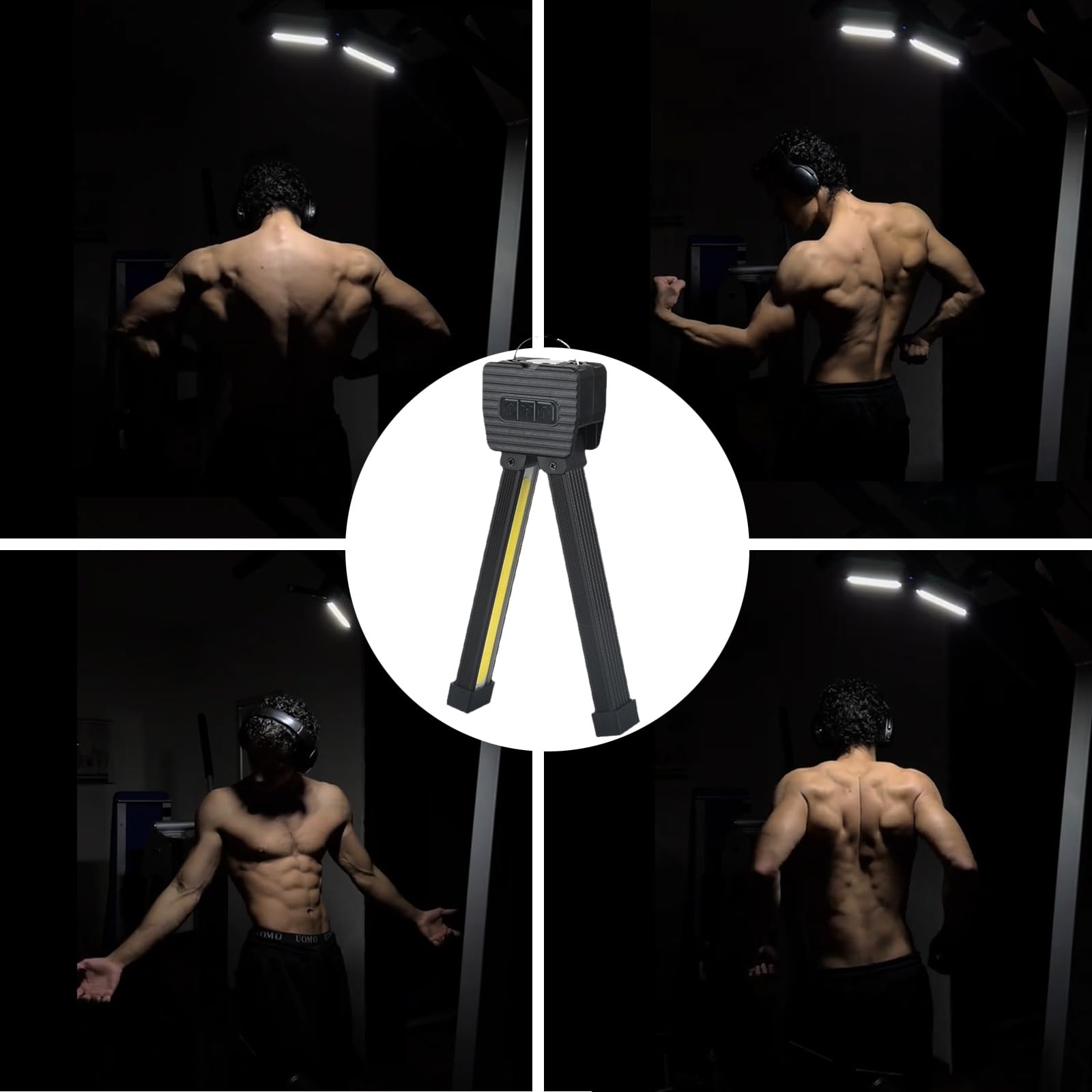 Xuandoh Gym Lamp For Posing, Gym Light Posing Lights For Bodybuilding, Portable Magnet Led Flashlight With 7Th Gear Dimming & 180 Degree Folding Usb Rechargeable Gym Lighting