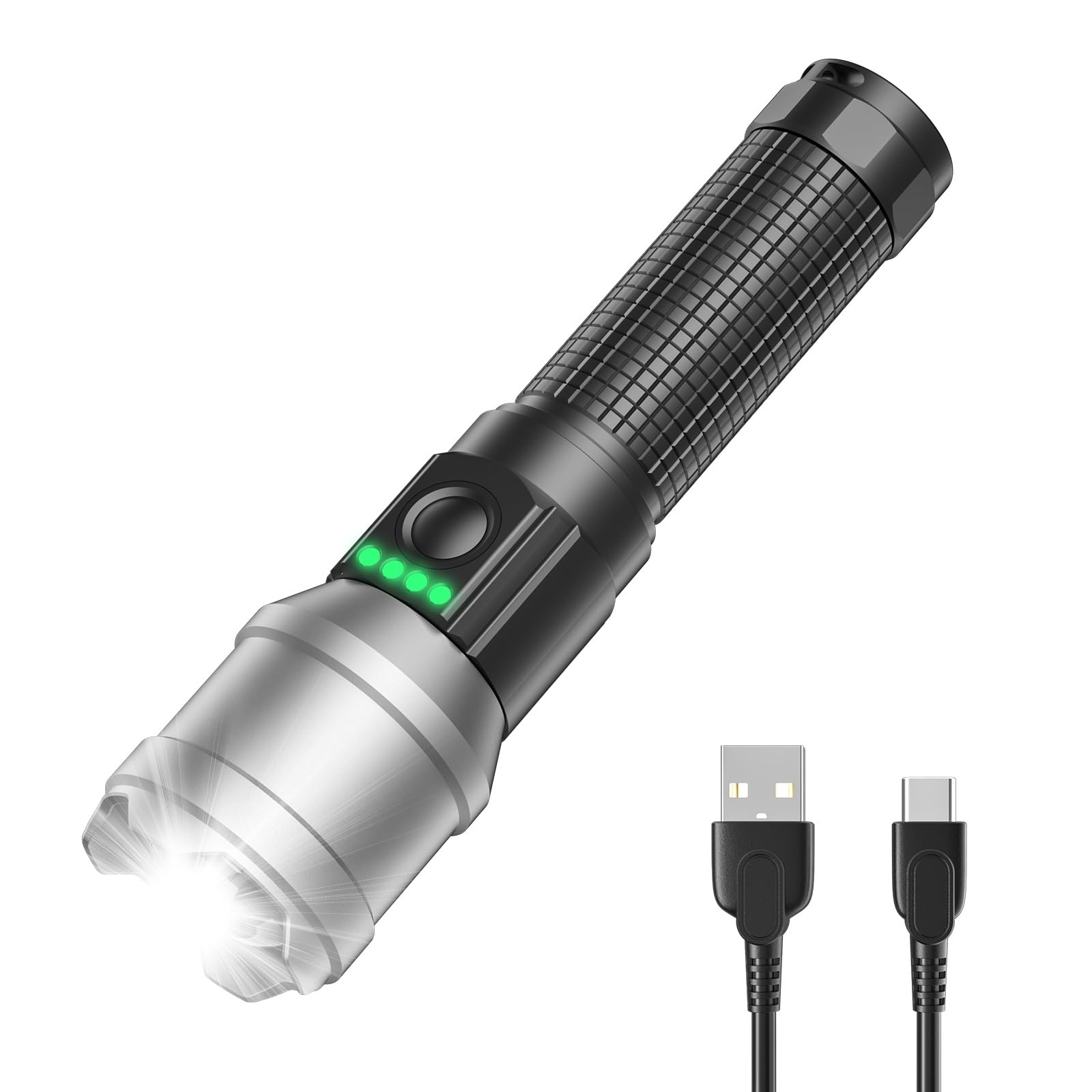 Leshen Rechargeable Flashlight 10000 High Lumens, Super Bright Flashlight Compact, Flashlight Rechargeable Usb-C Zoomable, 6 Modes Handheld Flashlight Suitable For Home Emergency, Outdoor, Hiking, Camping