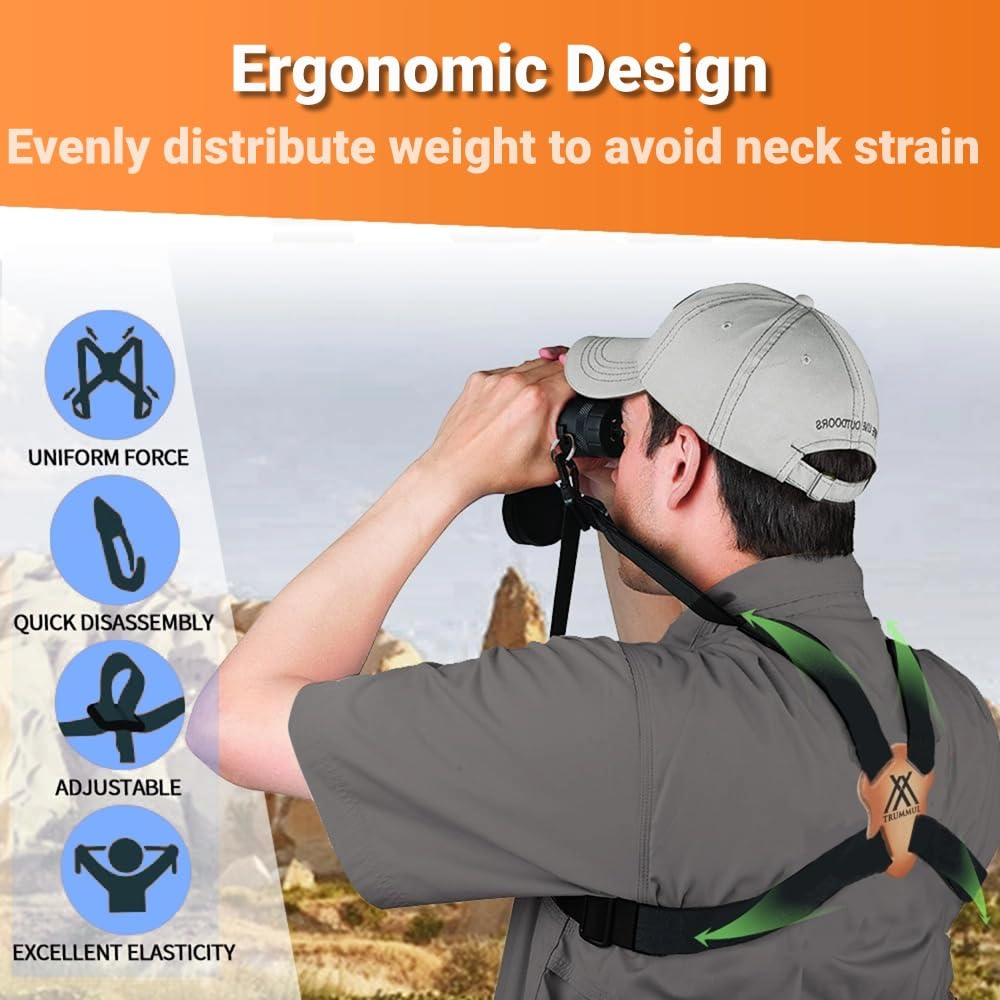 Trummul Binocular Harness Strap Best Chest Harness Strap For Hunters Photographers And Golfers  Version(Black)