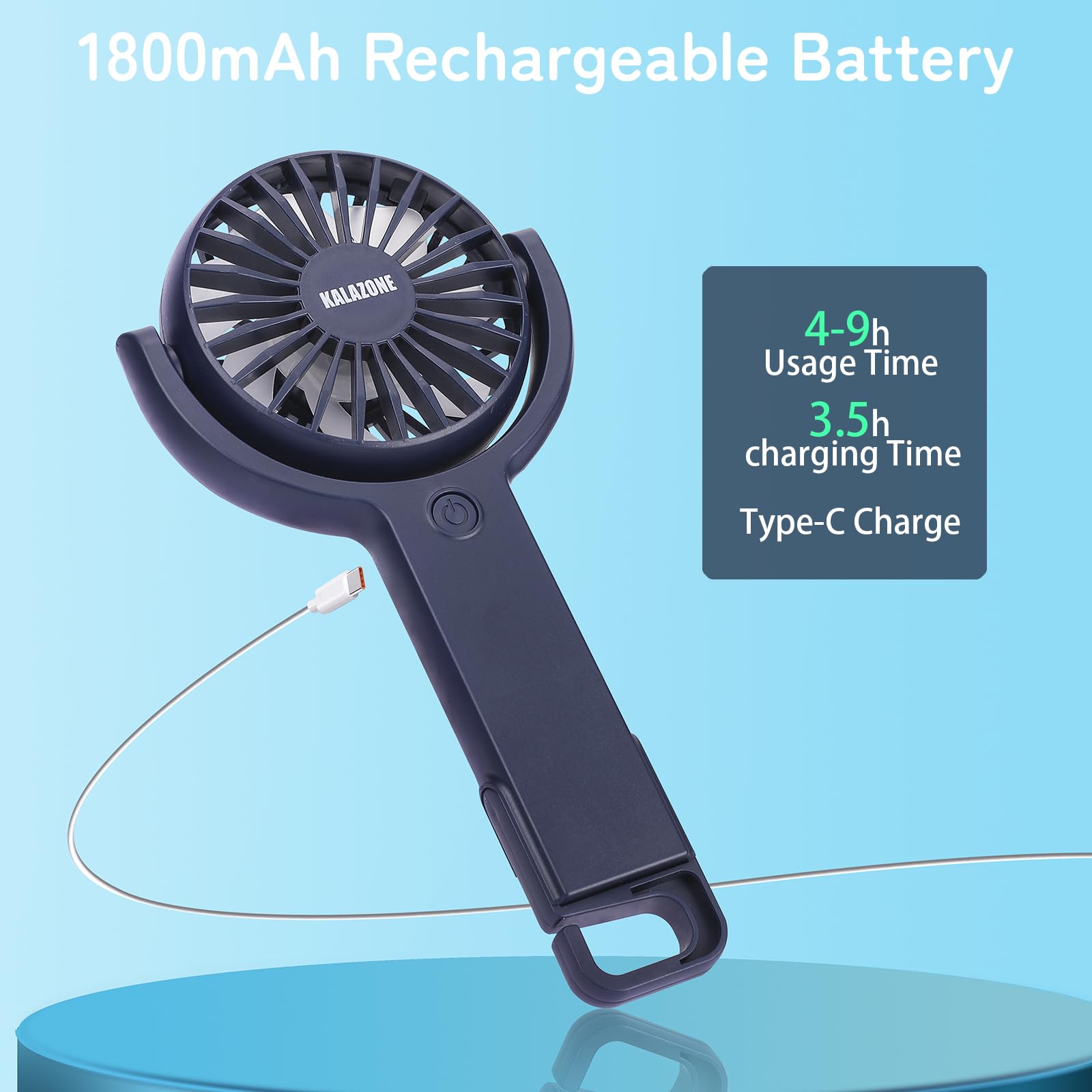 Mini Handheld Fan [3-Pack], Usb Rechargeable Portable Fan,5 Speed With Base Small Desk Fan,180° Cool