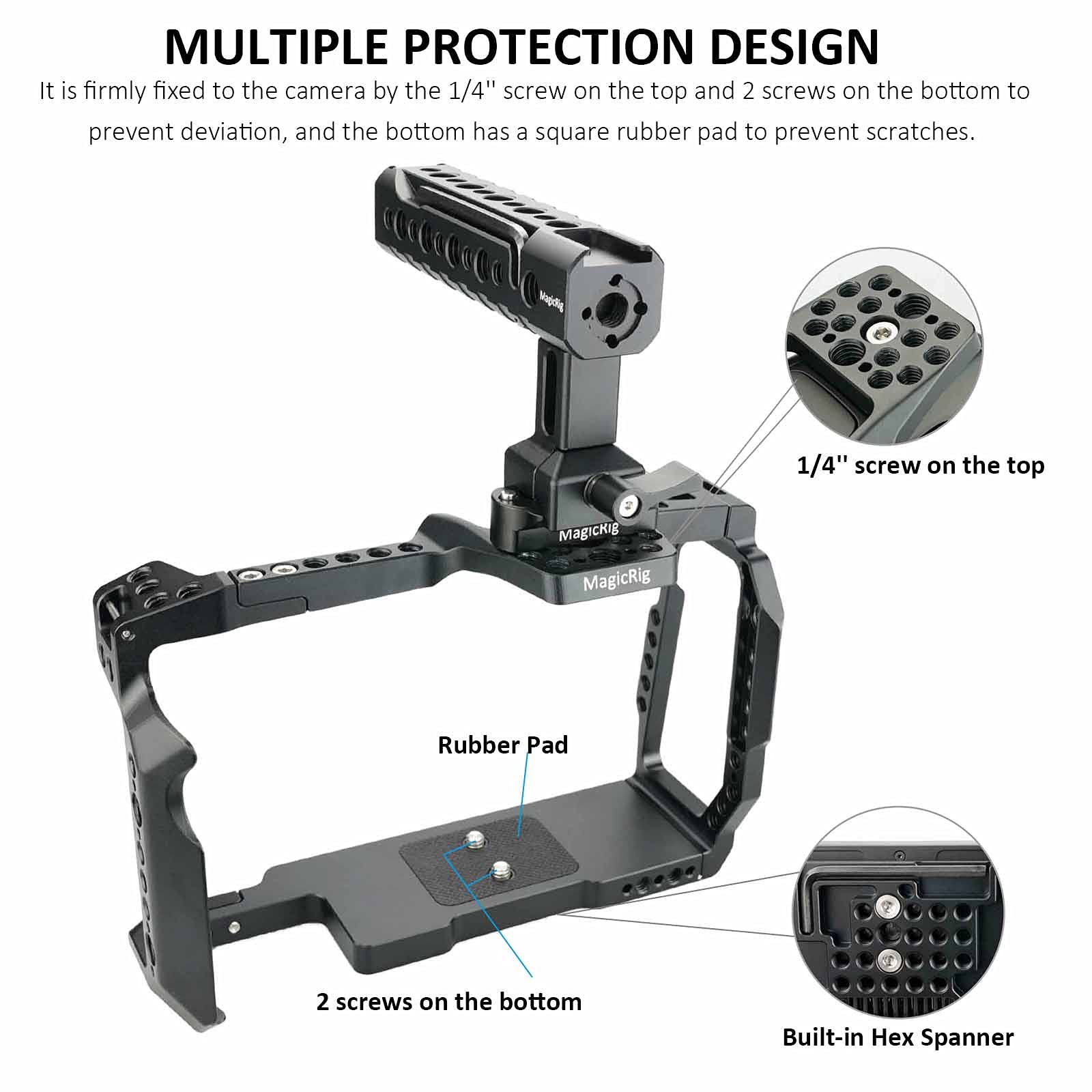 Magicrig Bmpcc 6K Pro / G2 Cage Kit With Nato Top Handle And Rail