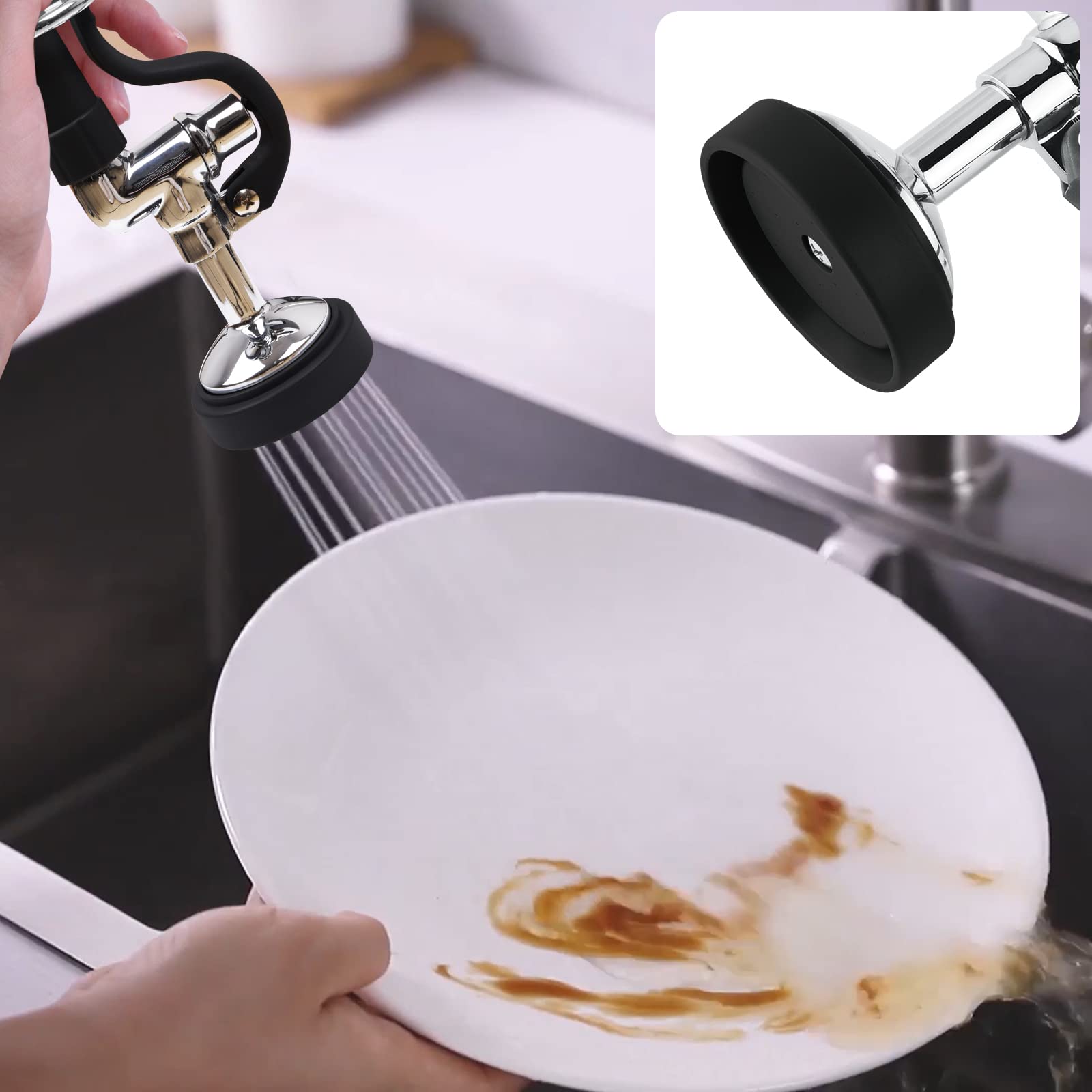 Mstjry Commercial Sink Sprayer Pre Rinse Sprayer Valve With Handle Grip Assembly,1.42 Gpm High Pressured Commercial Dish Sprayer For Replacement Kit Of Commercial Faucet, Polished Chrome (Black)